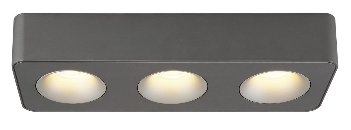 GLOBO LED-Spot dunkelgrau Kunststoff Aluminium B/H/T: ca. 11,7x5,5x33,2 cm 3 Brennstellen HANGARAU - dunkelgrau (11,70/5,50/33,20cm) - GLOBO