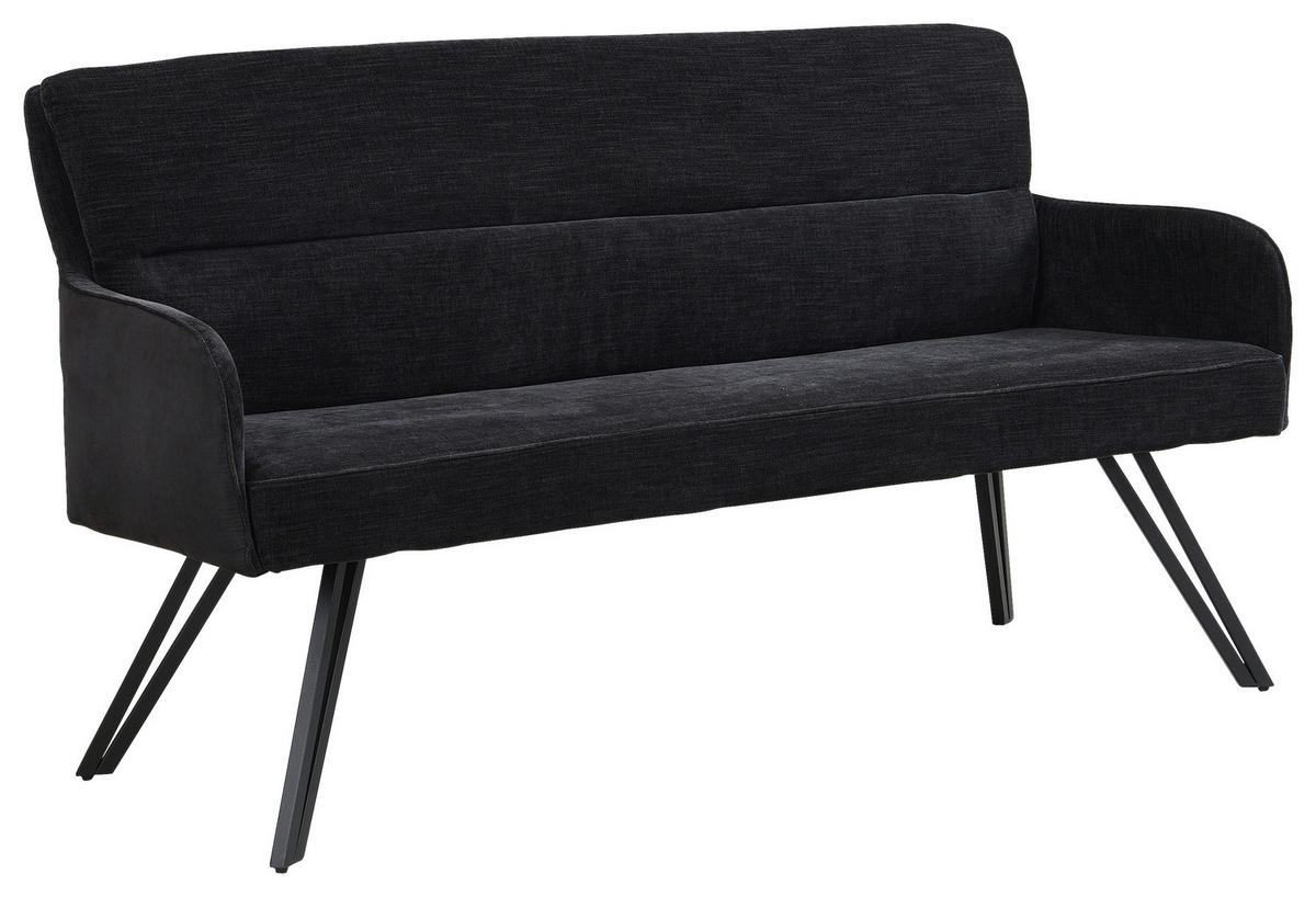 Sitzbank TINO schwarz Metall Microfaser B/H/T: ca. 160x94x67 cm TINO - schwarz (160,00/94,00/67,00cm) - byLIVING