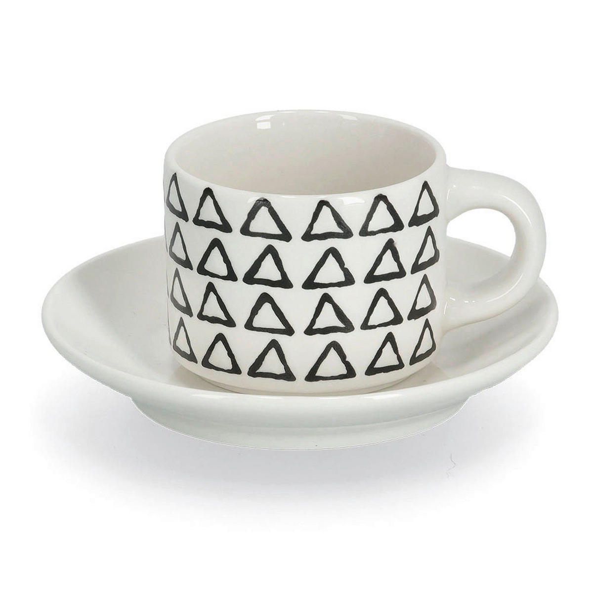Zeller Espresso-Set schwarz Keramik Espresso-Set_8-tlg. - weiß/schwarz (265,00/125,00/7,00cm) - Zeller