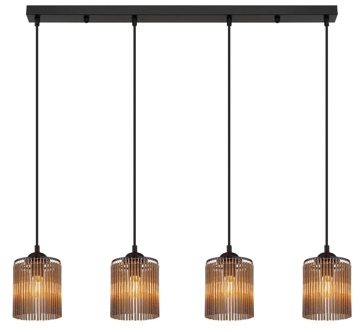 GLOBO Pendelleuchte LEEDS 33080408 schwarz Rauch Metall Kunststoff B/H/L: ca. 87x133x12 cm E14 4 Brennstellen LEEDS - schwarz/Rauch (12,00/87,00/133,00cm) - GLOBO
