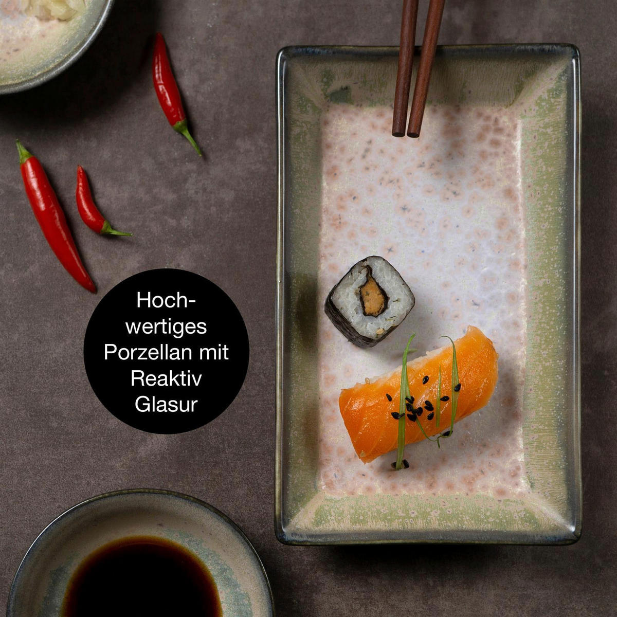 Moritz & Moritz Sushi-Set grün Porzellan Sushiset_4tlg. - lila/grün - Moritz & Moritz