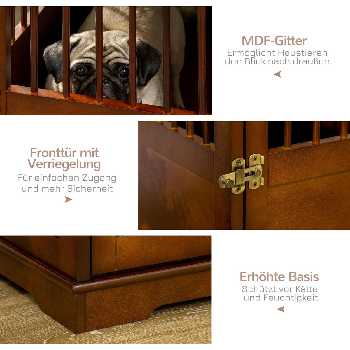 PawHut Hunde-Zubehör braun Edelstahl B/H/L: ca. 59,5x80,5x67,5 cm Hundekäfig - braun (67,50/59,50/80,50cm) - PawHut