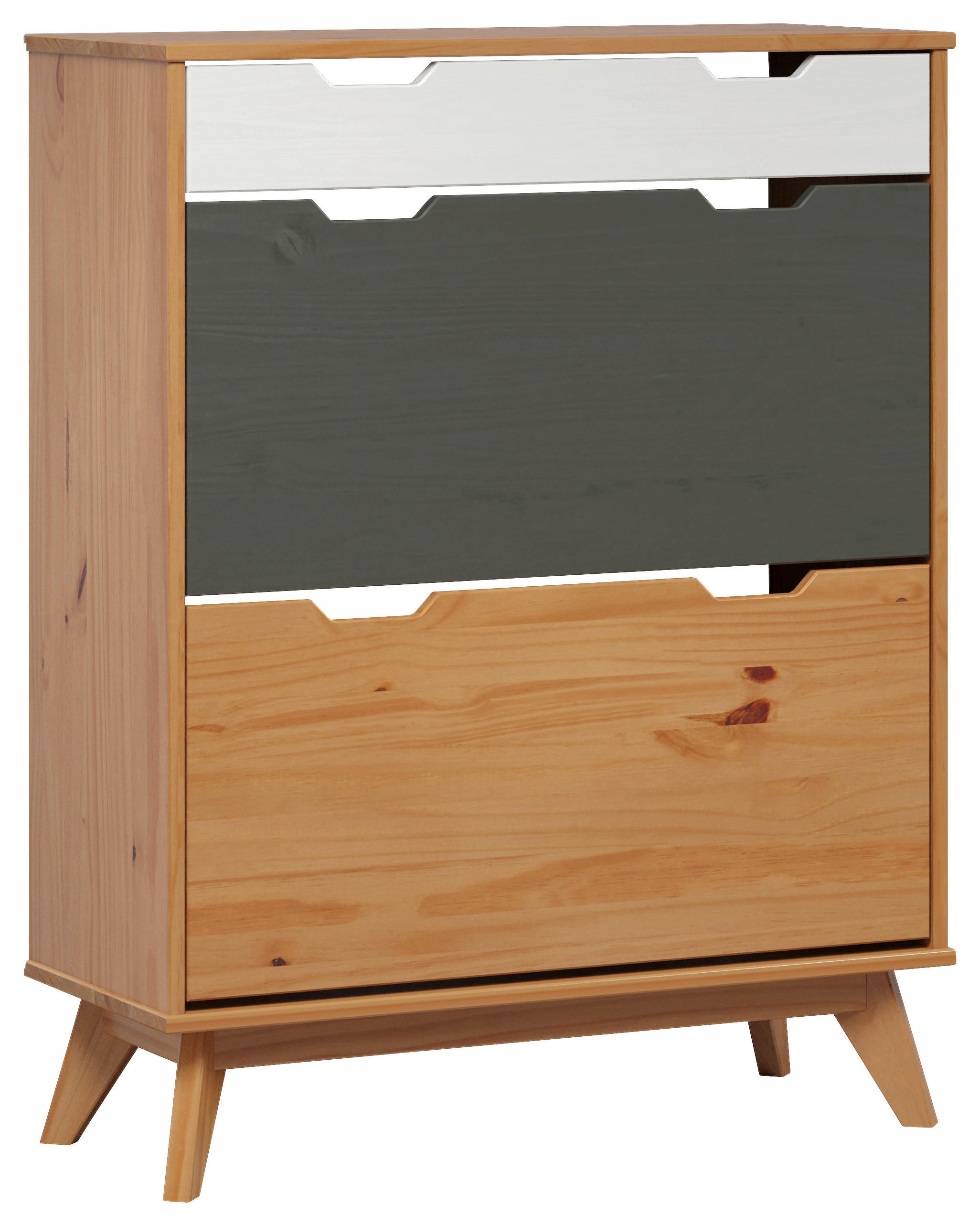 Schuhkipper Scandik kiefer Honig lackiert Optik weiß grau B/H/T: ca. 80x102x33 cm Scandik - kiefer/weiß, Honig (80,00/102,00/33,00cm)