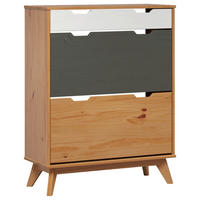 Schuhkipper Scandik kiefer Honig lackiert Optik weiß grau B/H/T: ca. 80x102x33 cm Scandik - kiefer/weiß, Honig (80,00/102,00/33,00cm)