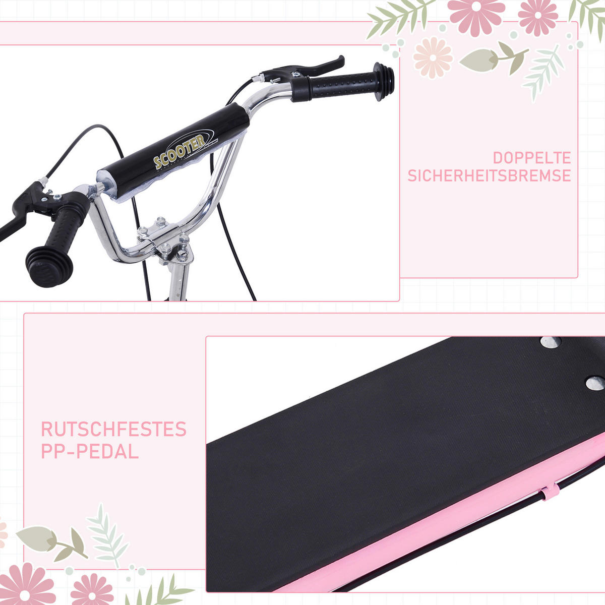 HOMCOM Kinderroller pink Kinderroller - pink (125,00/58,00/100,00cm) - HOMCOM