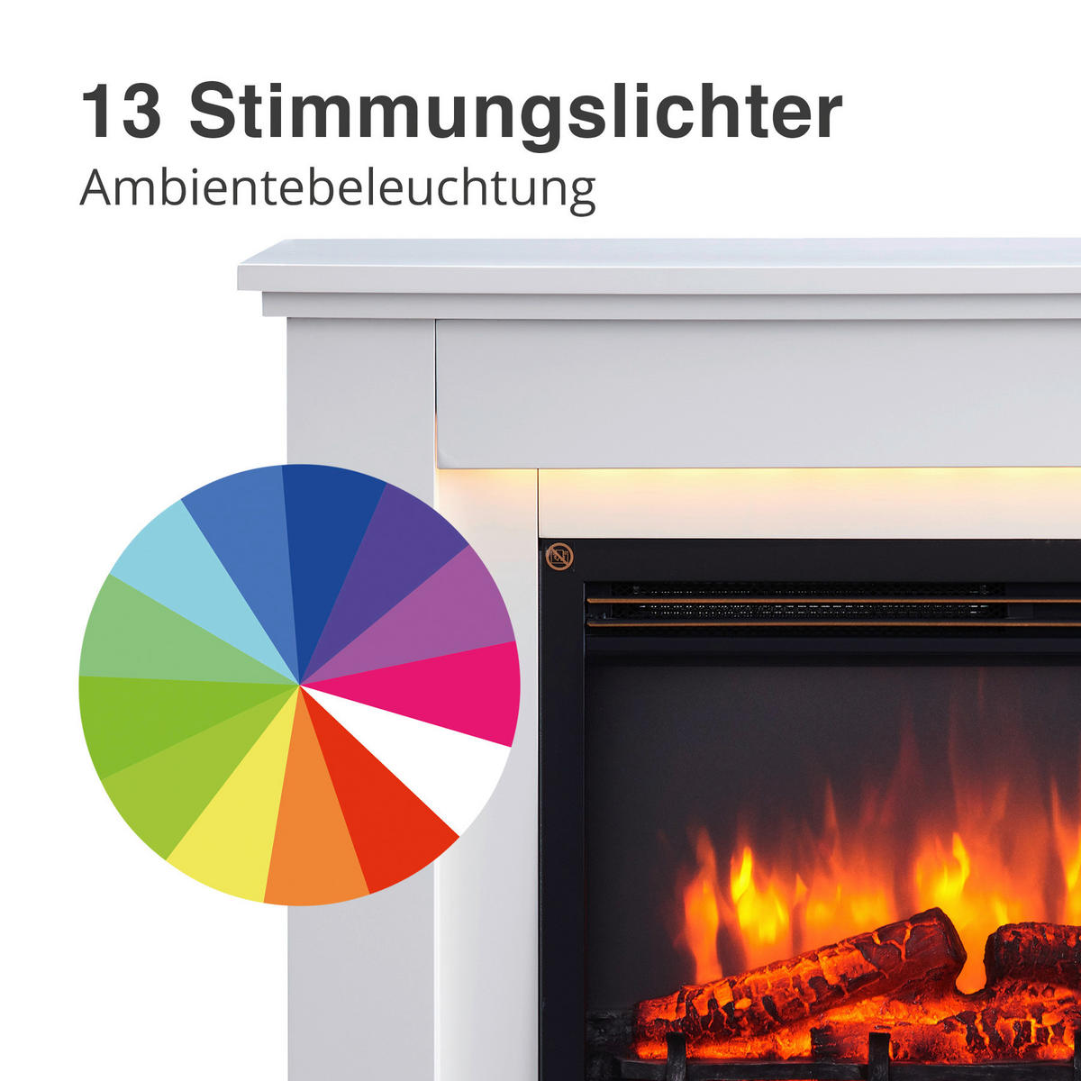 Balderia Elektrischer-Kamin Baldur weiß Metall MDF B/H/T: ca. 100x82,5x27,9 cm ca. 200 W Baldur - weiß (100,00/82,50/27,90cm) - Balderia
