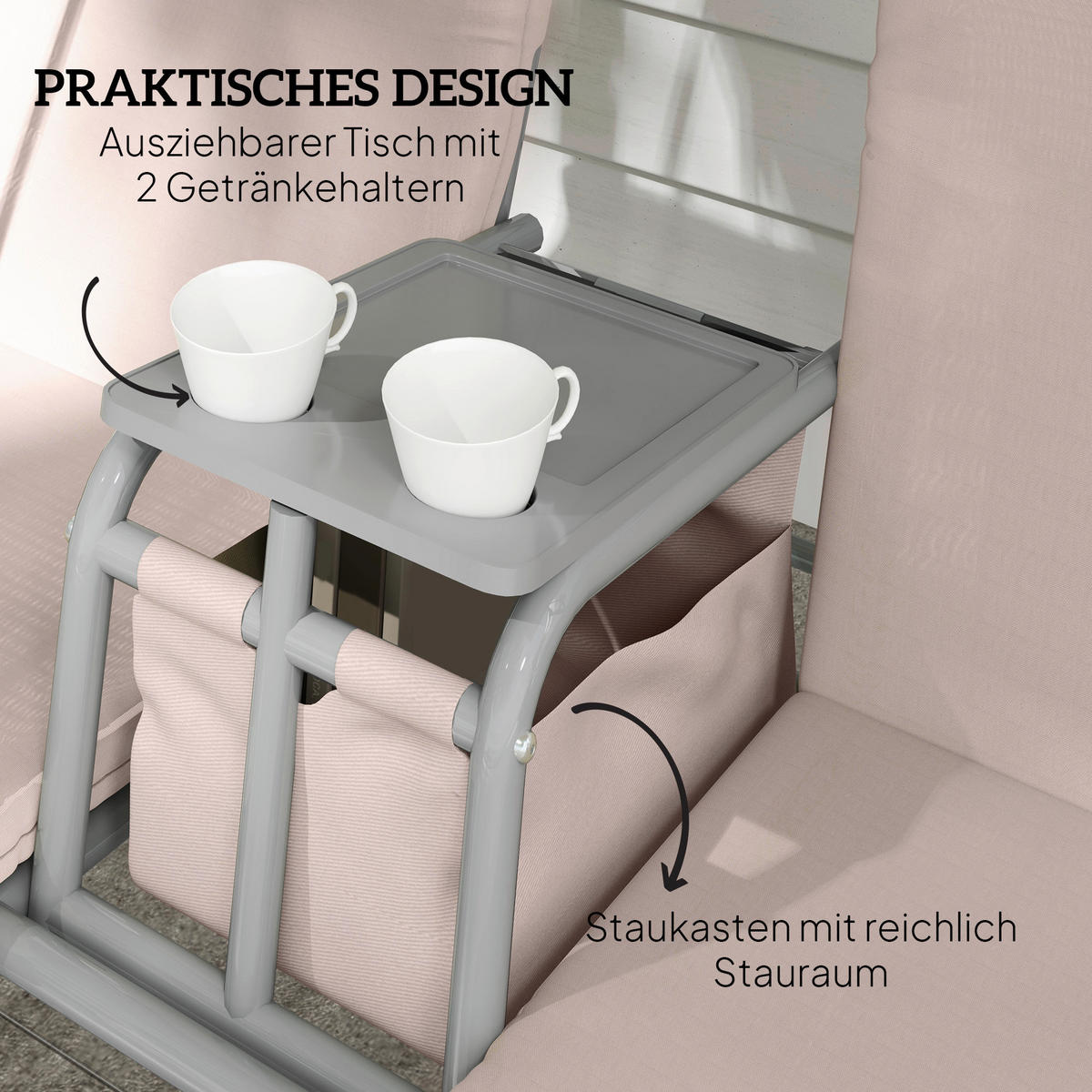 Outsunny Hollywoodschaukel beige Metall B/H/L: ca. 112x165x175 cm Hollywoodschaukel - beige (175,00/112,00/165,00cm) - Outsunny