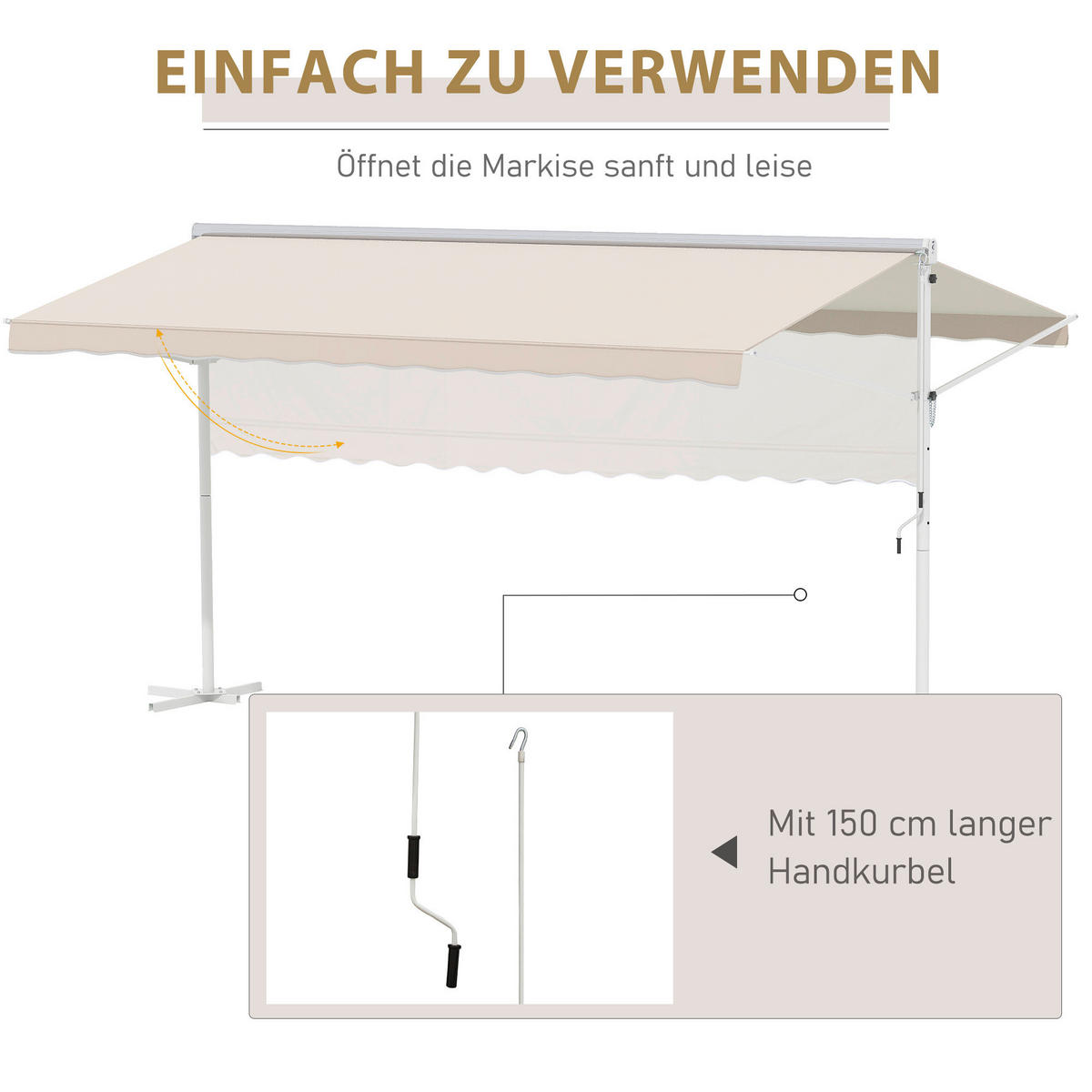 Outsunny Markise cremeweiß B/H/L: ca. 340x255x450 cm Markise - cremeweiß (450,00/340,00/255,00cm) - Outsunny