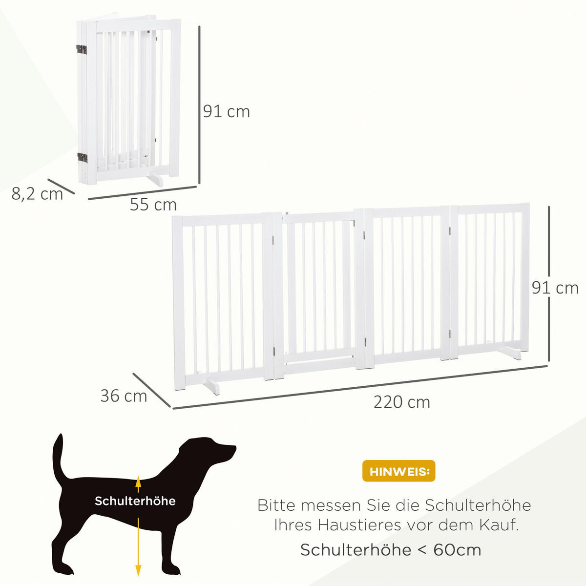 PawHut Türschutzgitter Türschutzgitter - (220,00/36,00/91,00cm) - PawHut