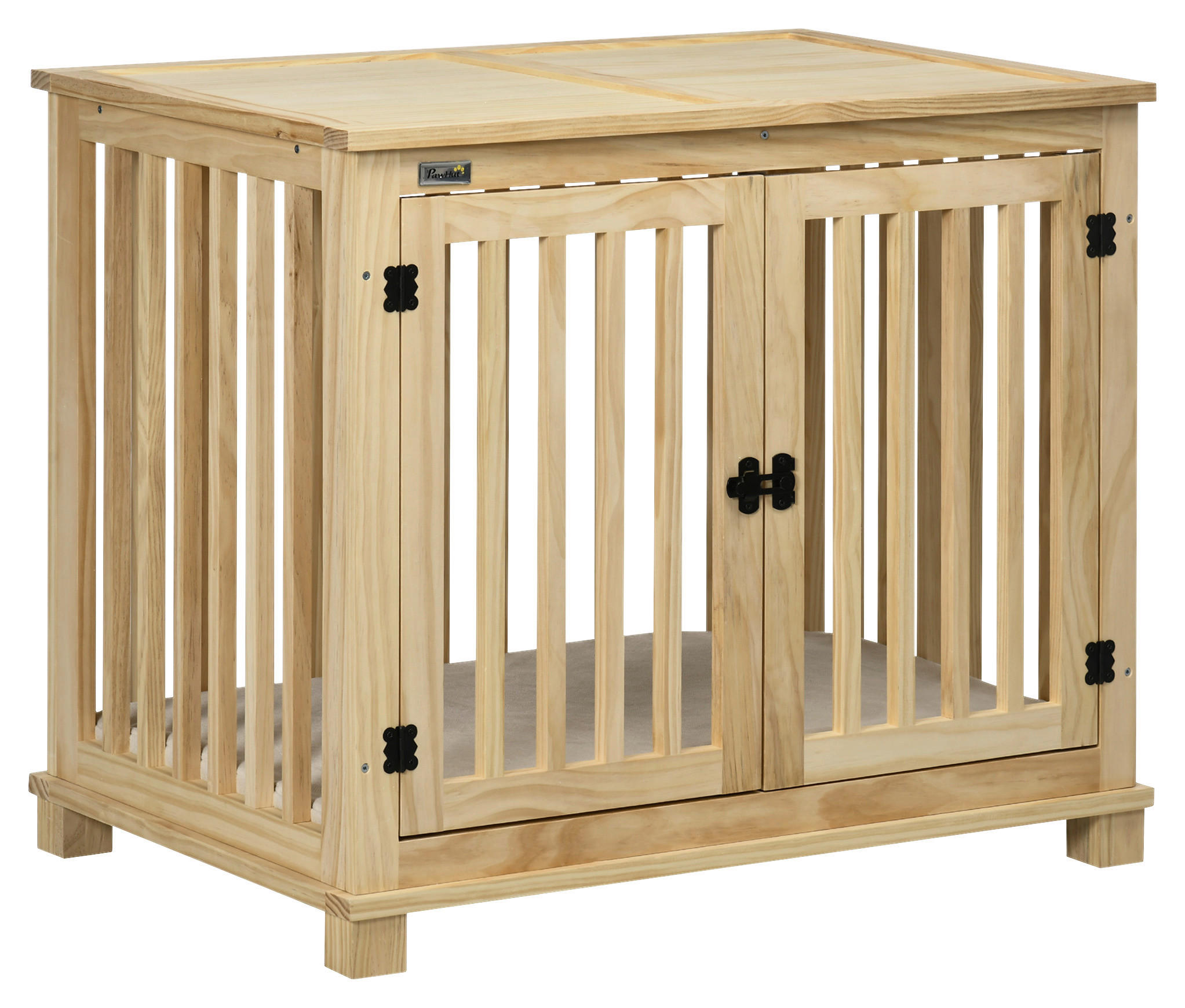 PawHut Hunde-Zubehör cremeweiß Kiefer B/H/L: ca. 57x82,5x72 cm Hundekäfig - natur/cremeweiß (72,00/57,00/82,50cm) - PawHut