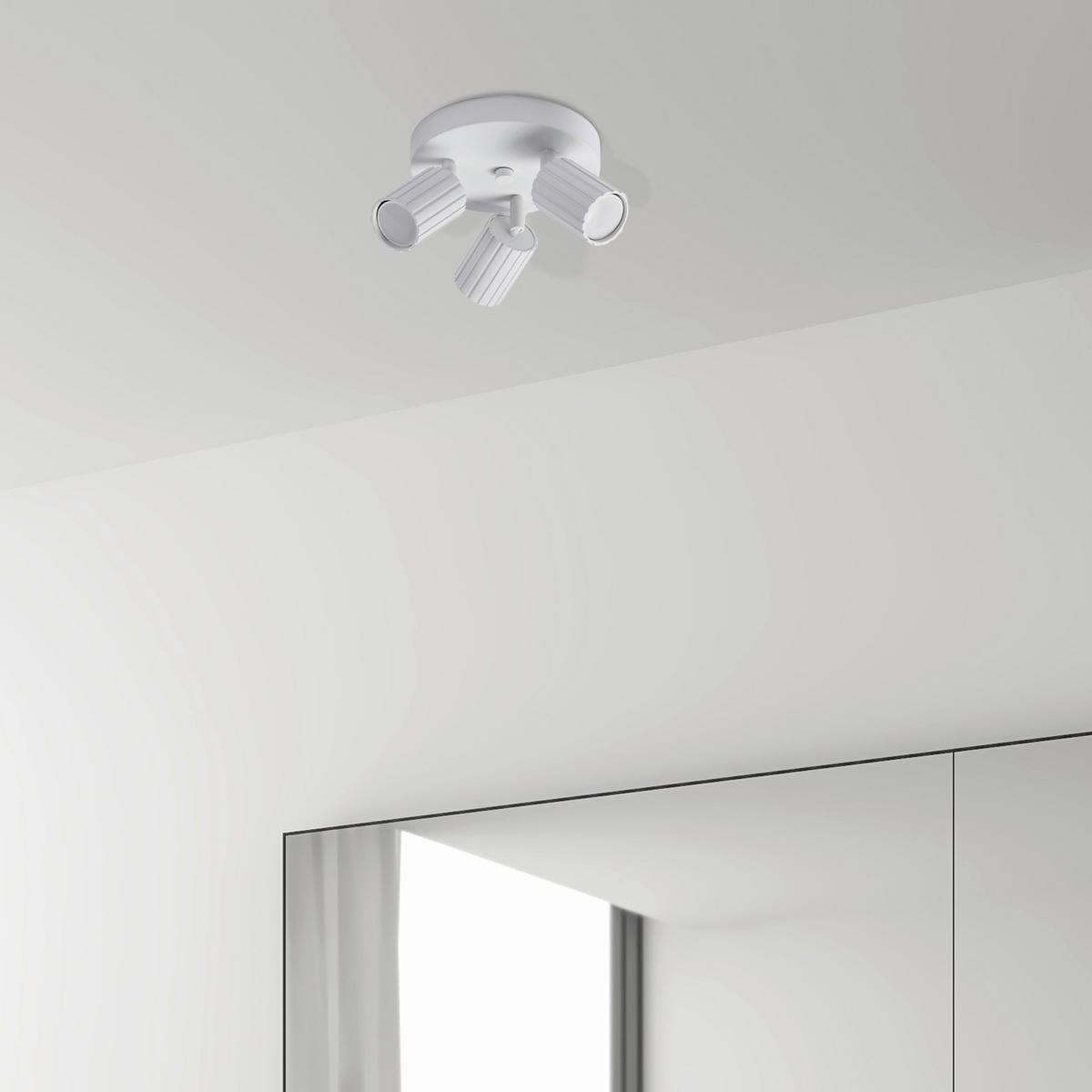 Lamkur Strahler weiß Stahl B/H/L: ca. 18x19,5x18 cm 3 Brennstellen Prisma - weiß (18,00/18,00/19,50cm) - Lamkur