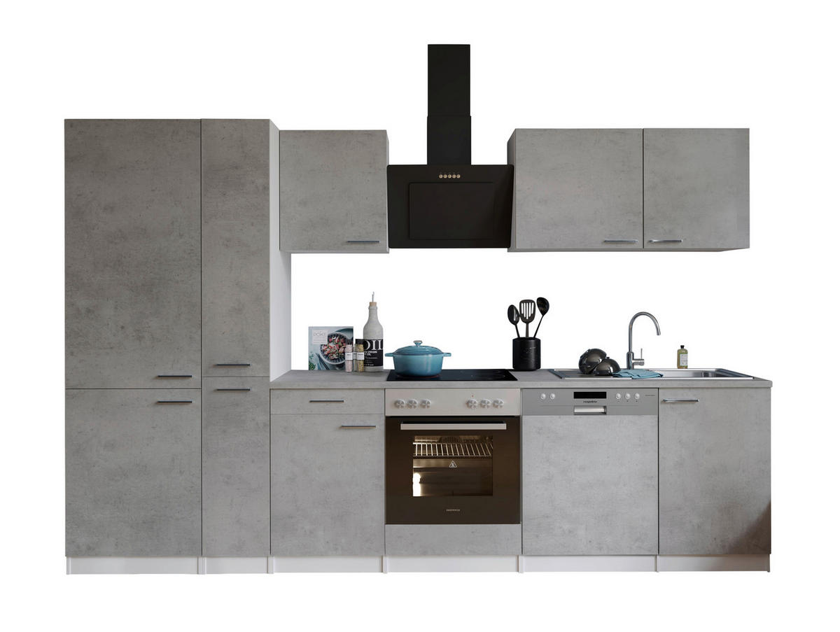 Respekta Küchenblock Malia Beton Optik B/H/T: ca. 310x200x60 cm Malia - Beton/weiß (310,00/200,00/60,00cm) - Respekta