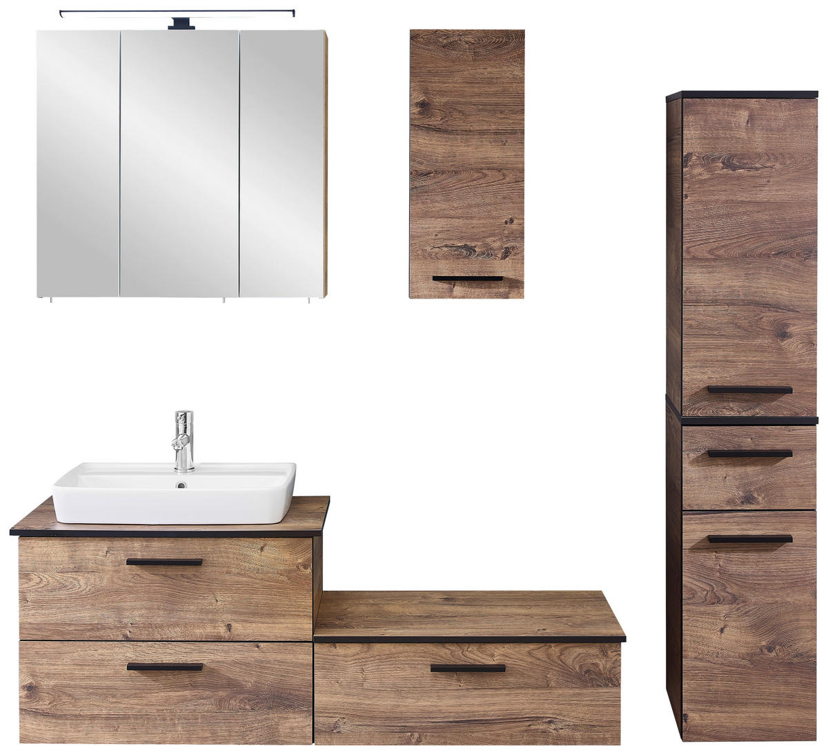 Badezimmer-Set Quickset 374 Eiche Ribeck Nachbildung B/H/T: ca. 142x200x44,5 cm Quickset 374 - Eiche (142,00/200,00/44,50cm) - Pelipal