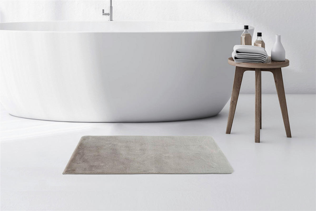 Kayoom Kurzflorteppich Badematte Rabbit Light 325 hellgrau B/H/L: ca. 50x2,4x90 cm Badematte Rabbit Light 325 - hellgrau (90,00/50,00/2,40cm) - Kayoom