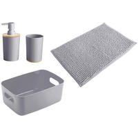 Bad-Set grau natur Kunststoff Bambus Badset_4tlg. grau - natur/grau - Sensation