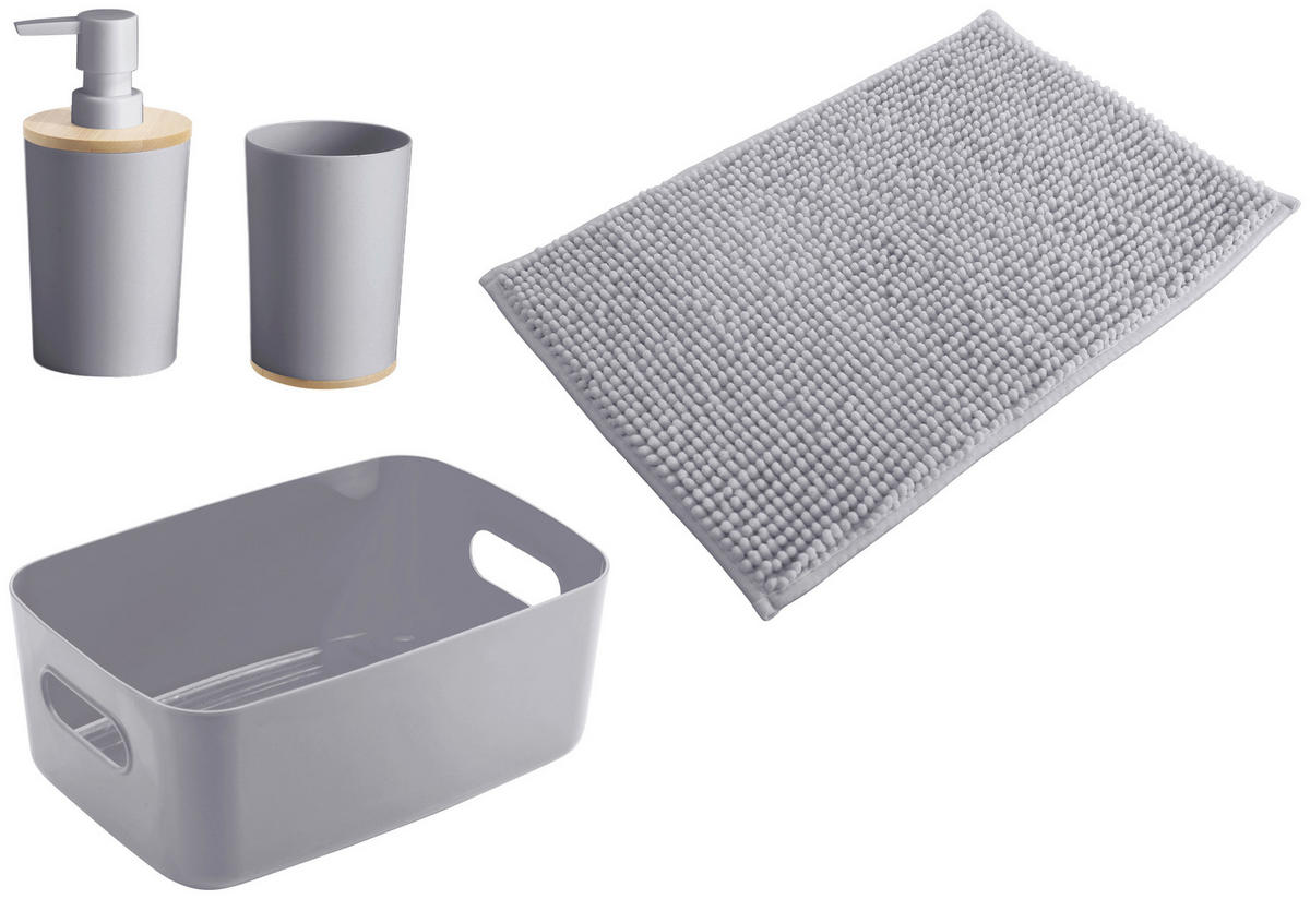 Bad-Set grau natur Kunststoff Bambus Badset_4tlg. grau - natur/grau - Sensation