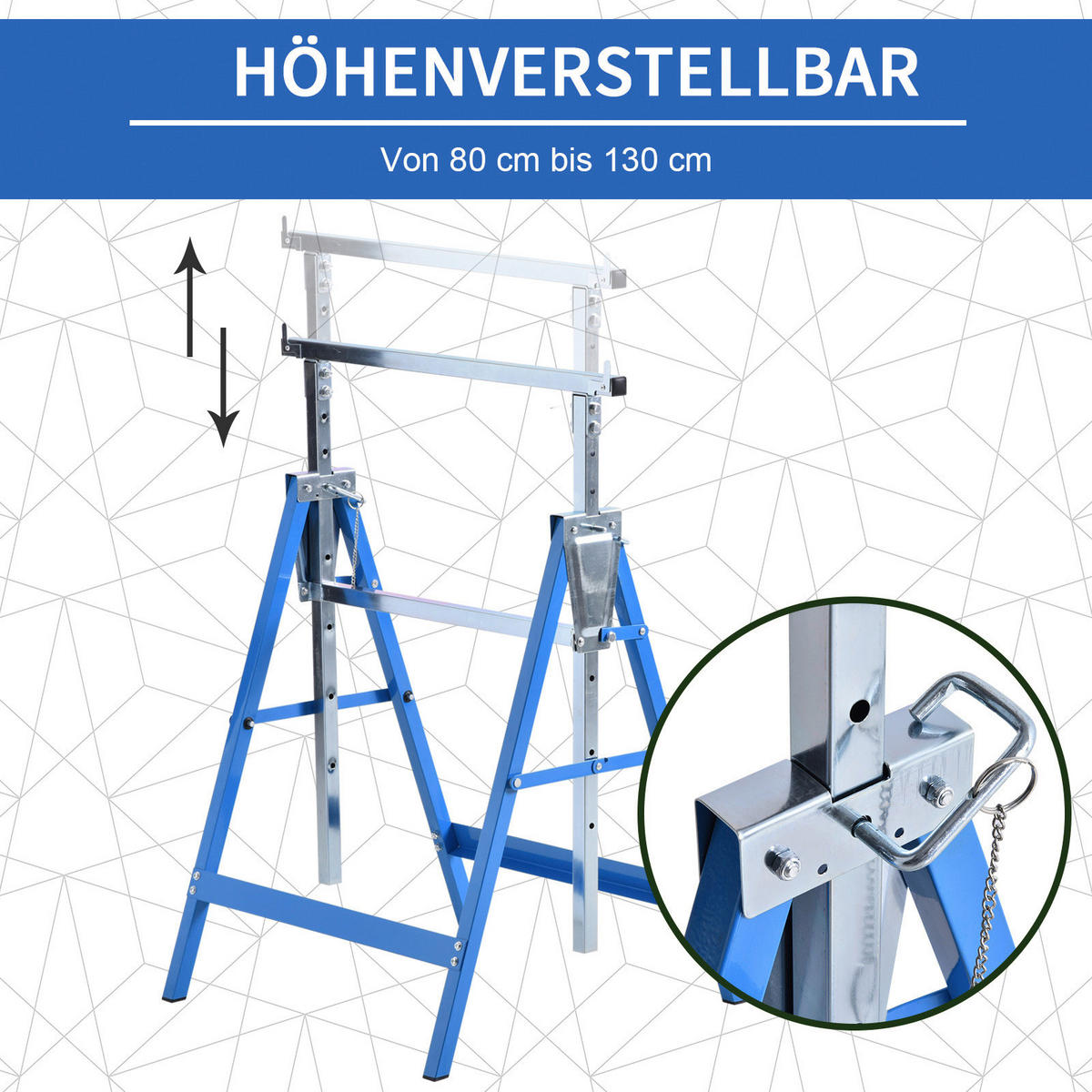 Werkstatt-Zubehör blau B/H/L: ca. 58x68x130 cm Gerüstbock - blau (130,00/58,00/68,00cm) - HOMCOM