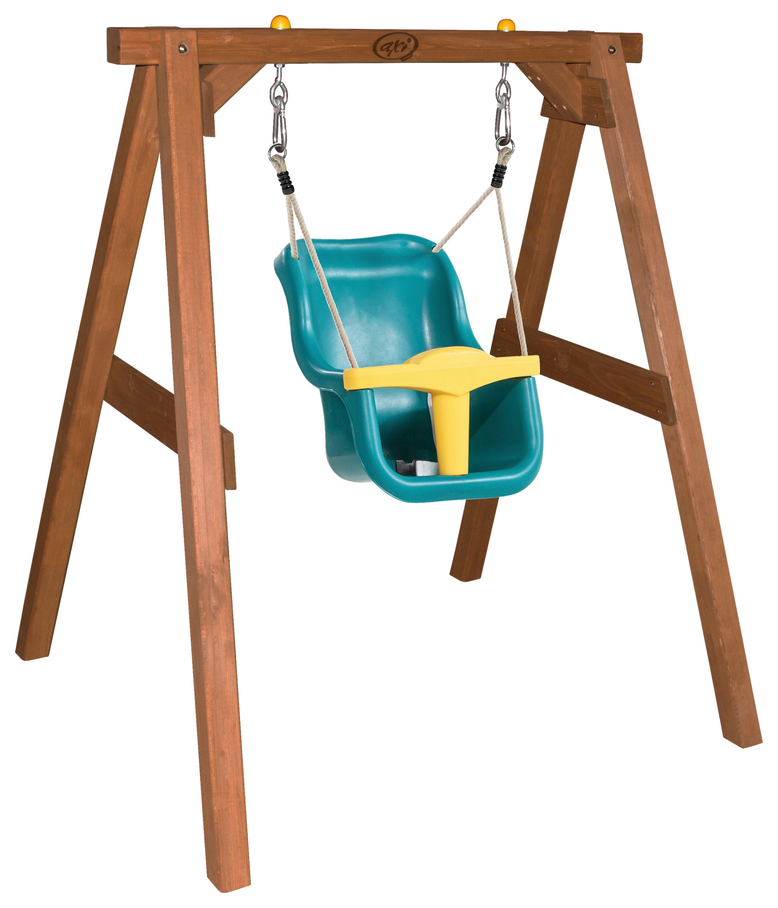 AXI Babyschaukel braun B/H/L: ca. 124x130x103 cm Babyschaukel Braun mit Sitz - braun/gelb (103,00/124,00/130,00cm) - AXI