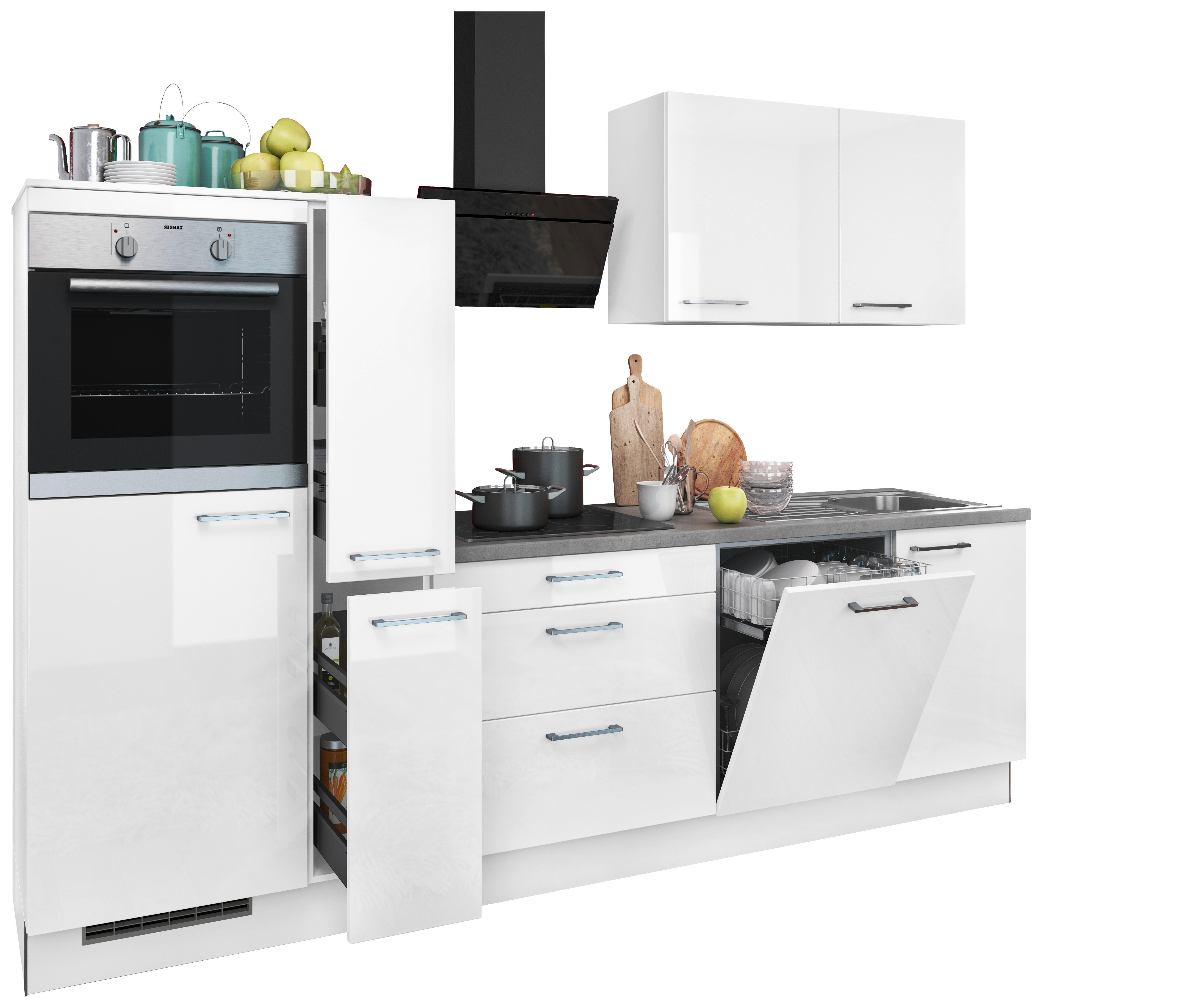 Küchenblock Eco links weiß Lack Hochglanz B/T: ca. 280x60 cm Eco links - weiß/grau (280,00/60,00cm)