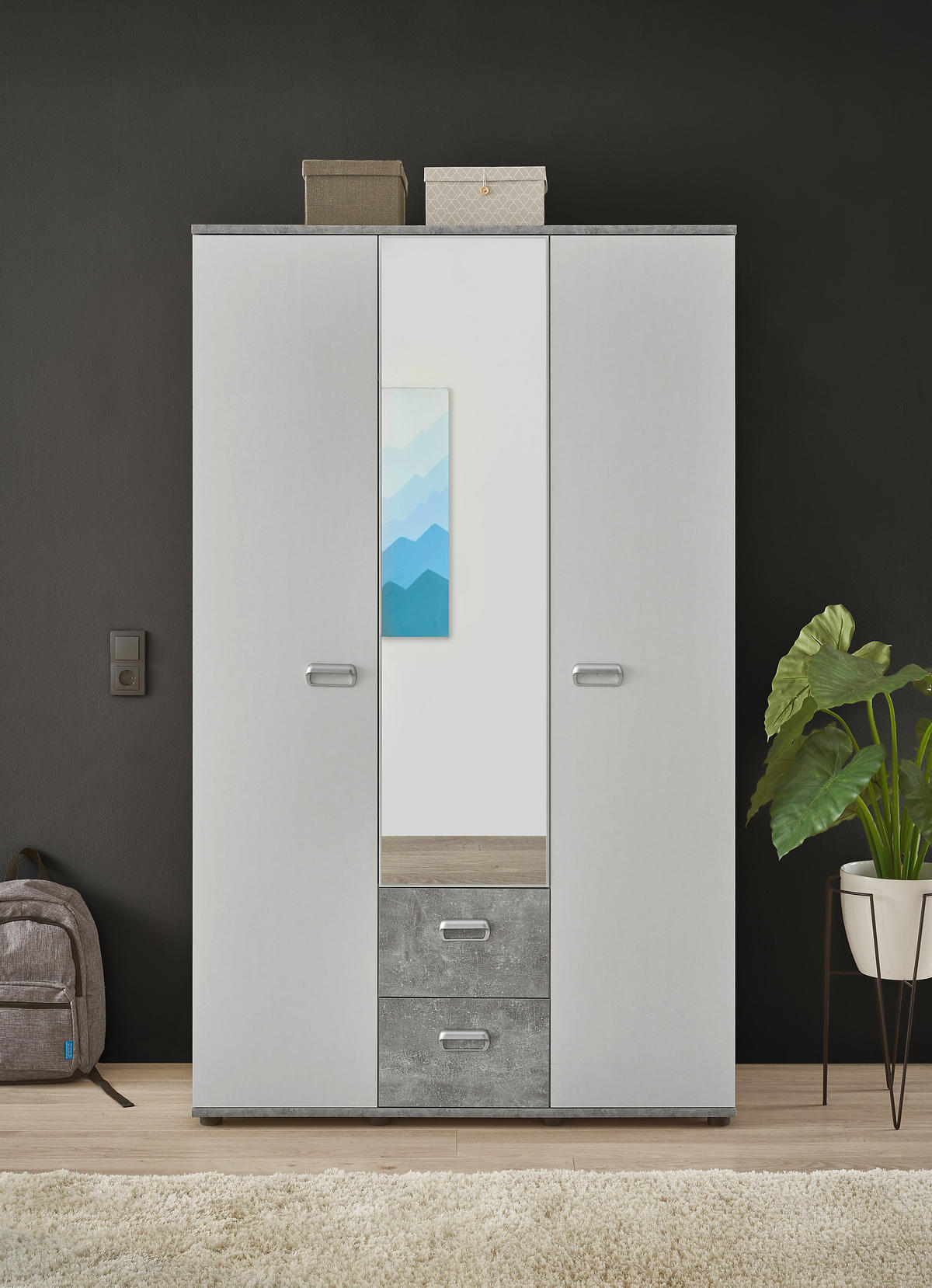 Kleiderschrank Matino Beton B/H/T: ca. 115x191x53 cm Matino - Beton/weiß (115,00/191,00/53,00cm)