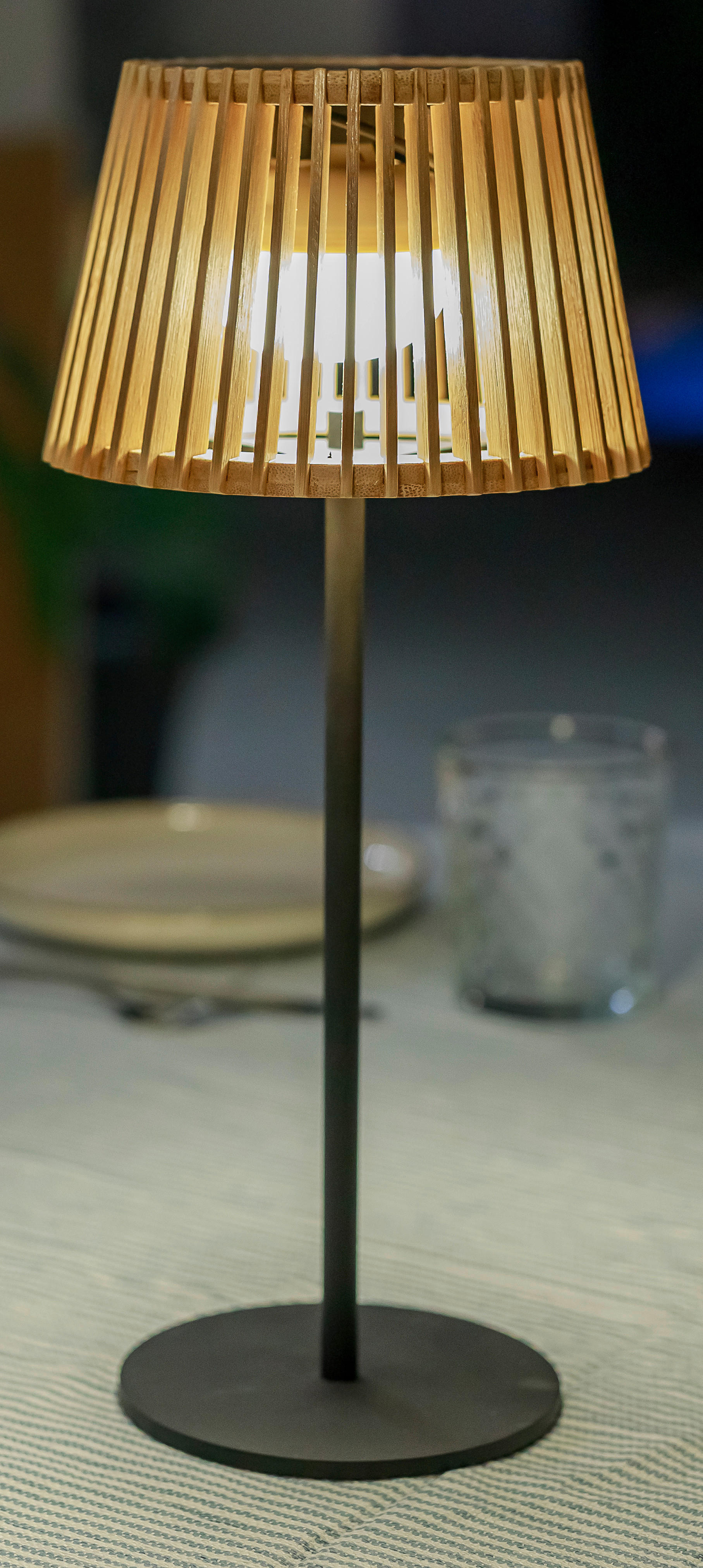NewGarden LED-Tischleuchte braun Holz Metall B/H/L: ca. 16x36x16 cm 1 Brennstellen OKINAWA - braun (16,00/16,00/36,00cm) - NewGarden