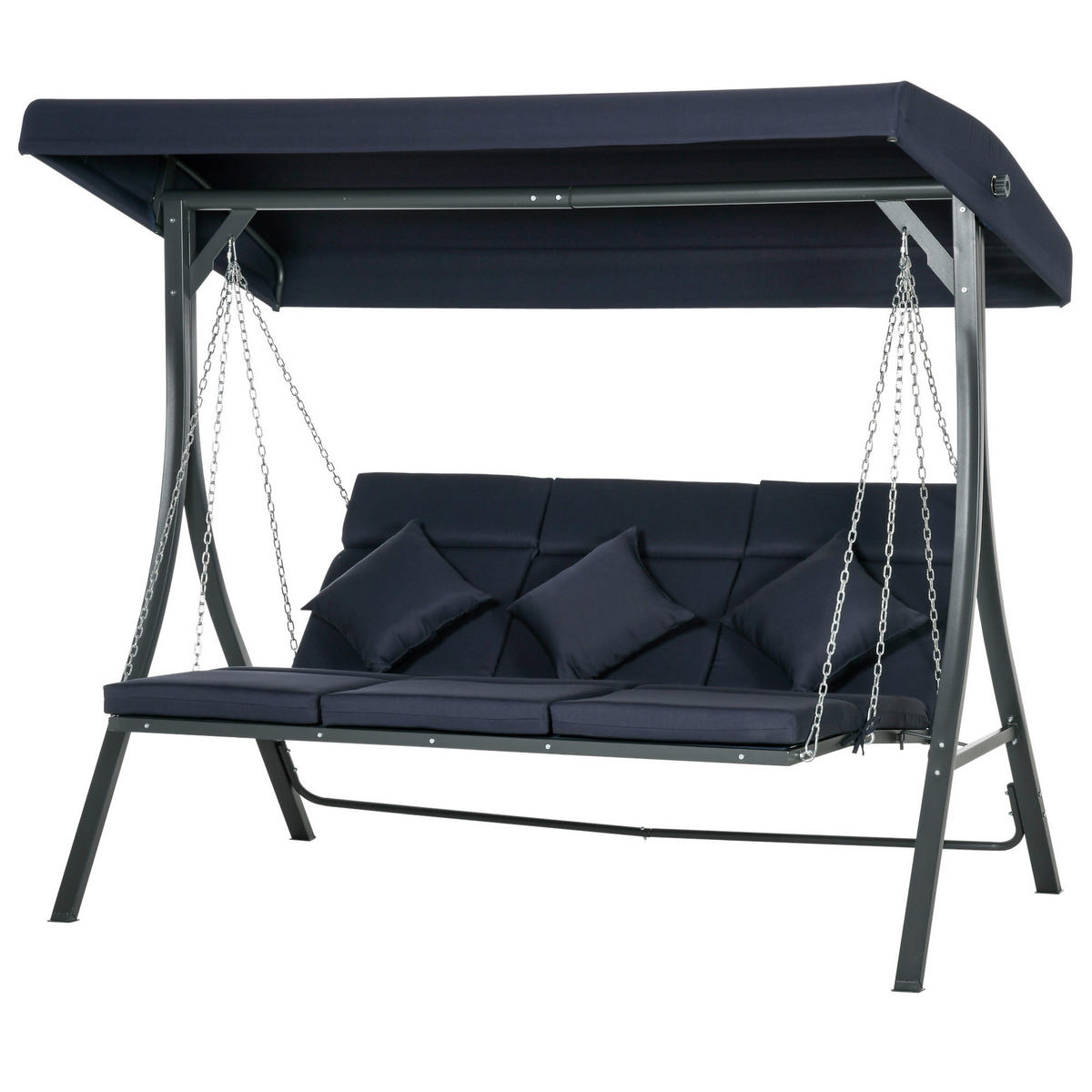 Outsunny Hollywoodschaukel dunkelblau Polyester B/H/L: ca. 118x168x198 cm Hollywoodschaukel - schwarz/dunkelblau (198,00/118,00/168,00cm) - Outsunny