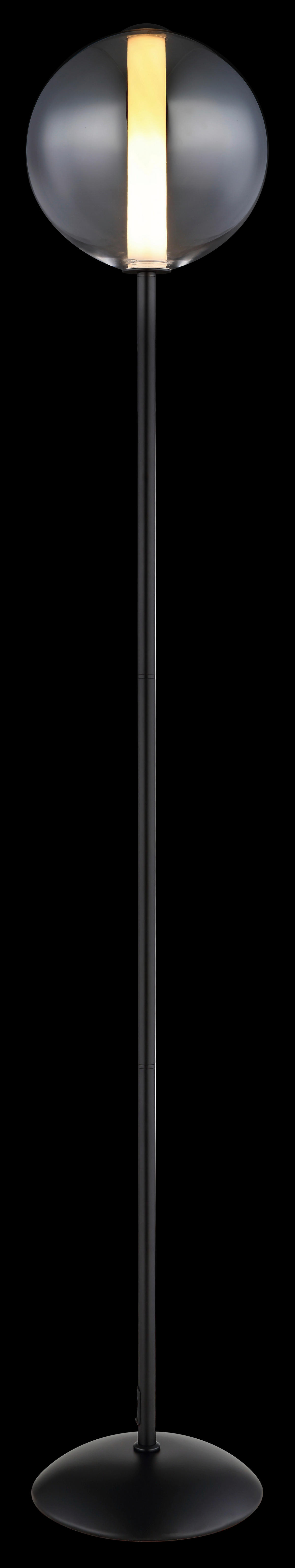 GLOBO Stehleuchte mattschwarz Opal Rauch Glas Metall H/D: ca. 152x25 cm 1 Brennstellen Lacy - Opal/mattschwarz (25,00/152,00cm) - GLOBO