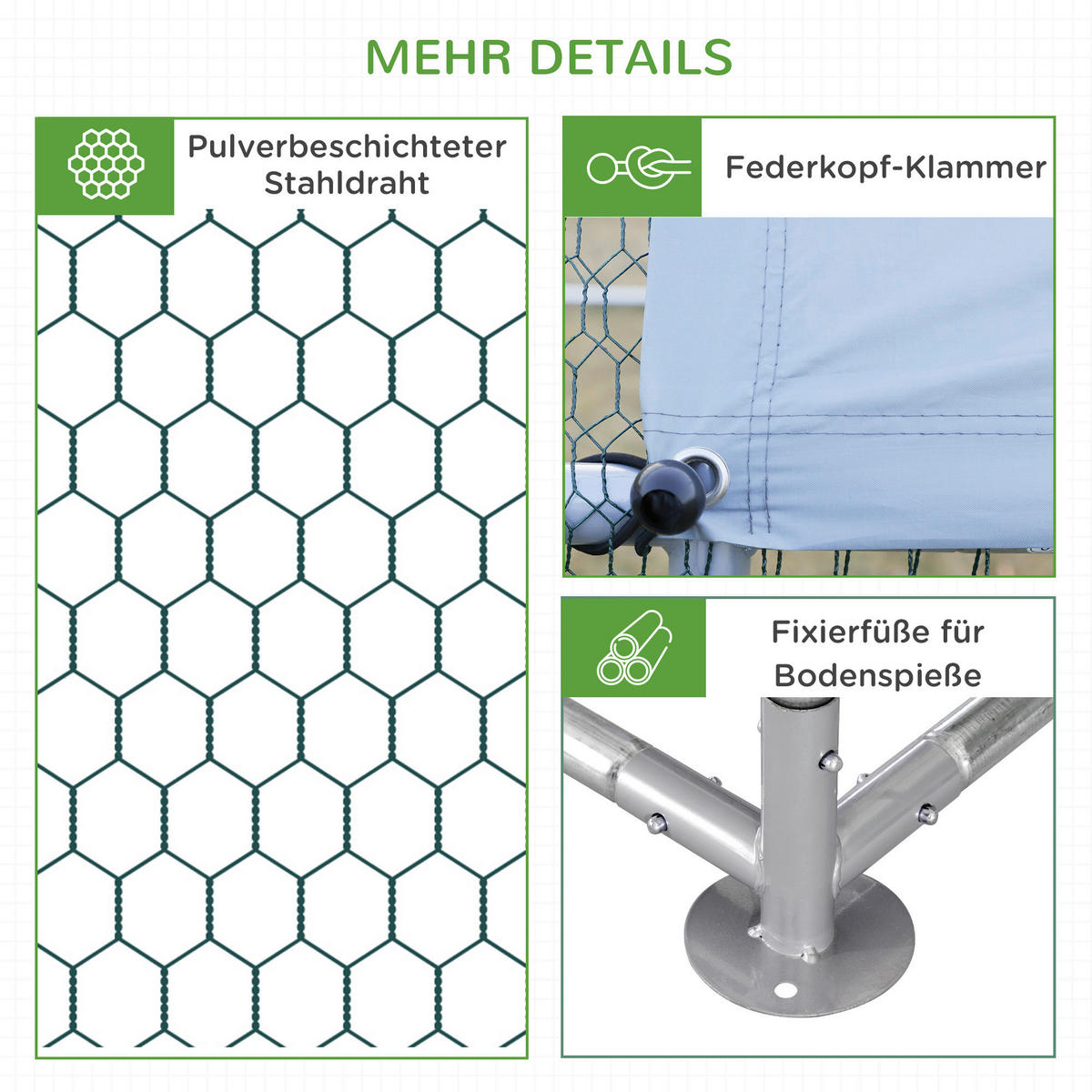 PawHut Stall silber Kunststoff B/H/L: ca. 300x400x195 cm Hühnerstall - silber (195,00/300,00/400,00cm) - PawHut