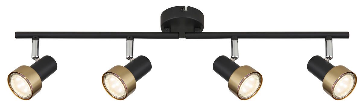 GLOBO Spot mattschwarz Chrom altgold Metall B/H/T: ca. 60x13,5x8,5 cm GU10 4 Brennstellen MASON - altgold/Chrom (60,00/13,50/8,50cm) - GLOBO