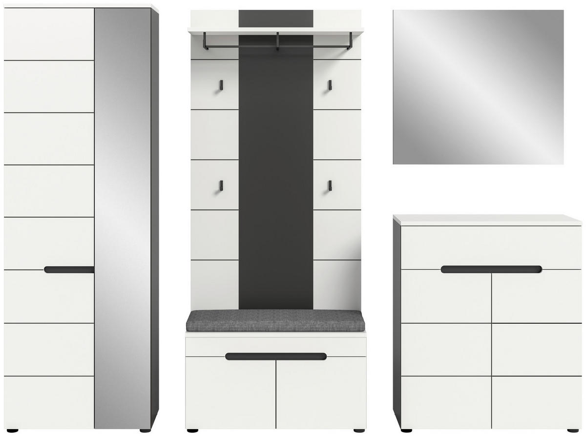 Garderobe Canu basaltgrau Nachbildung weiß B/H/T: ca. 255x190x37 cm Canu - weiß/basaltgrau (255,00/190,00/37,00cm) - xonox.home