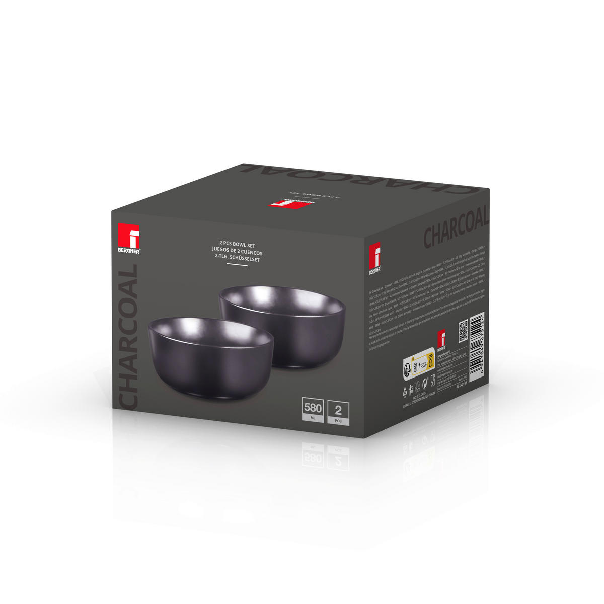 BERGNER Schüsselset CHARCOAL schwarz Steingut B/H/L: ca. 15,5x11,3x15,1 cm CHARCOAL - schwarz (15,10/15,50/11,30cm) - BERGNER