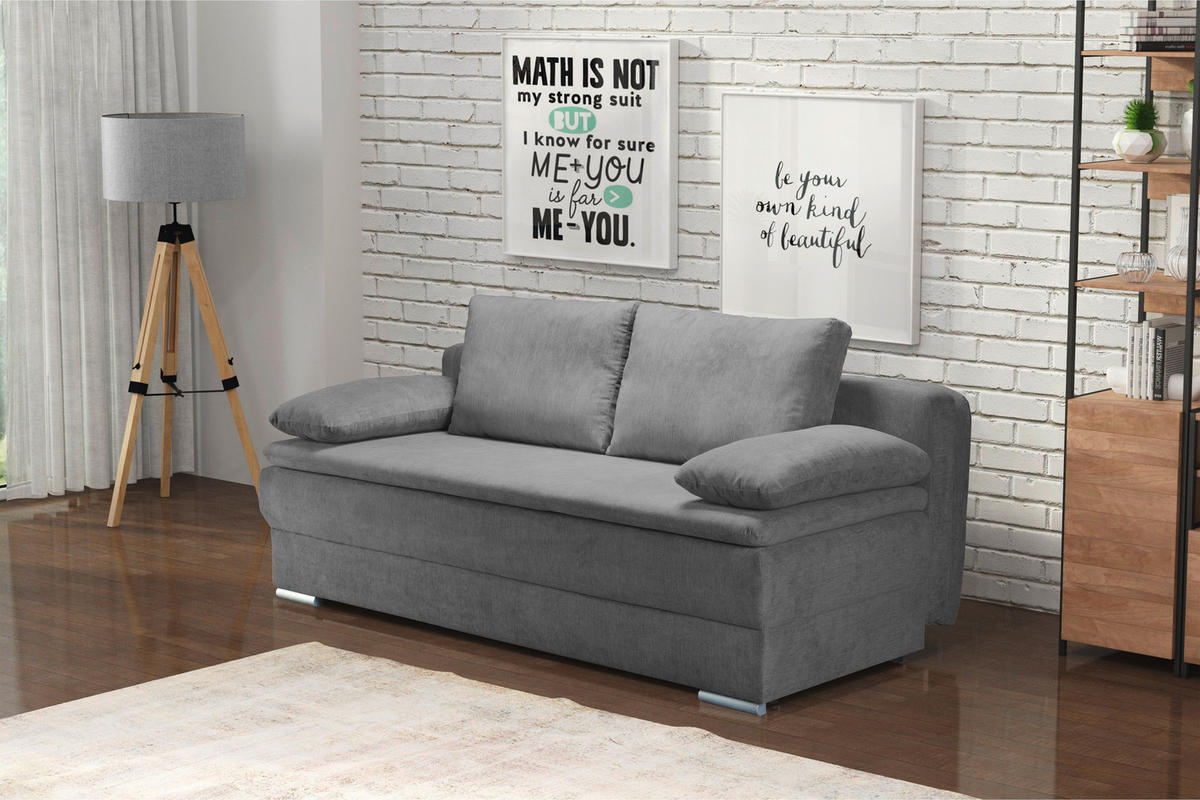 Dauerschlafsofa Prima grau B/H/T: ca. 200x96x96 cm Prima - Chrom/grau (200,00/96,00/96,00cm)