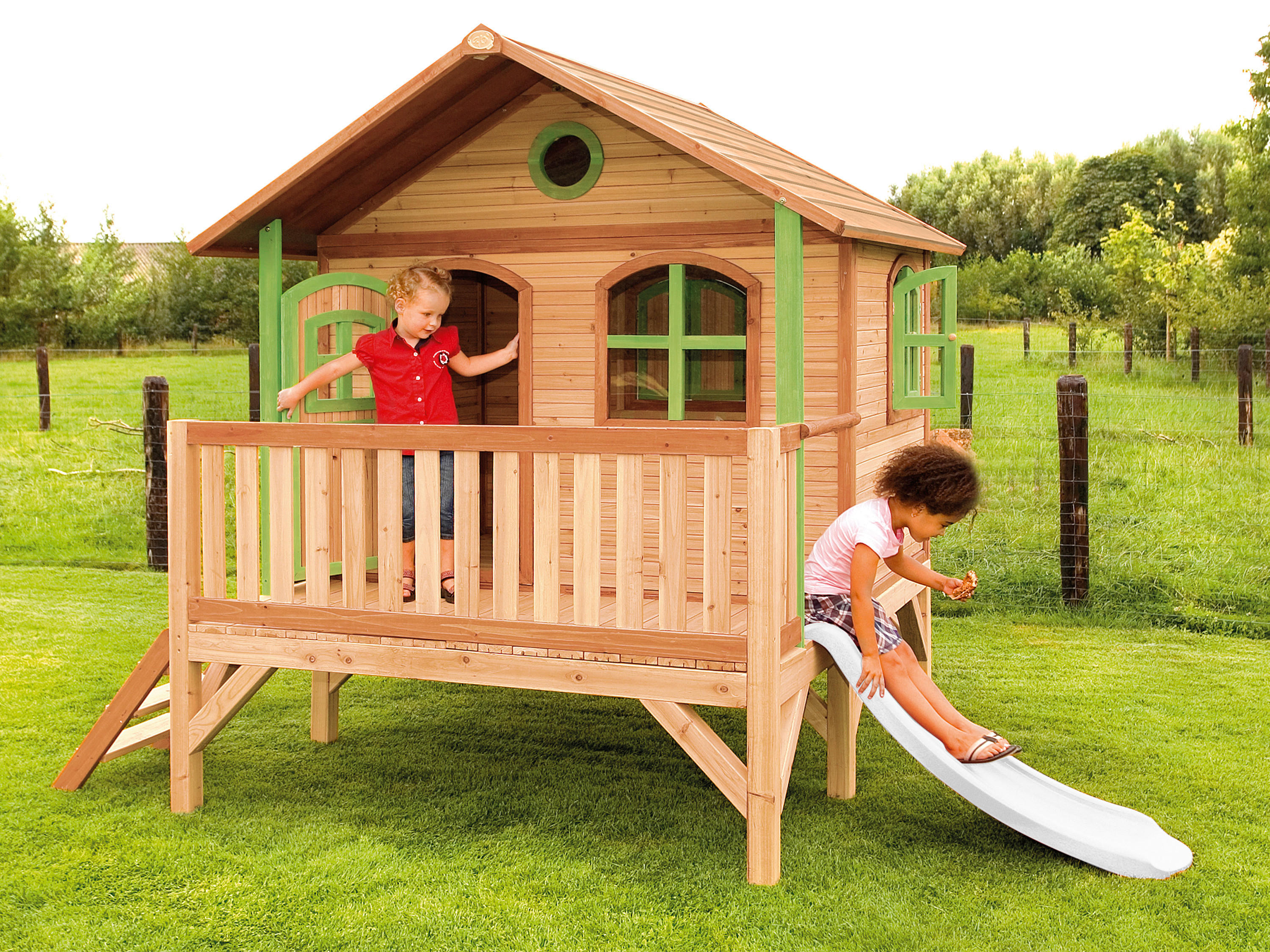 AXI Spielhaus Stef grün B/H/L: ca. 349x233x212 cm Stef - braun/weiß (212,00/349,00/233,00cm) - AXI