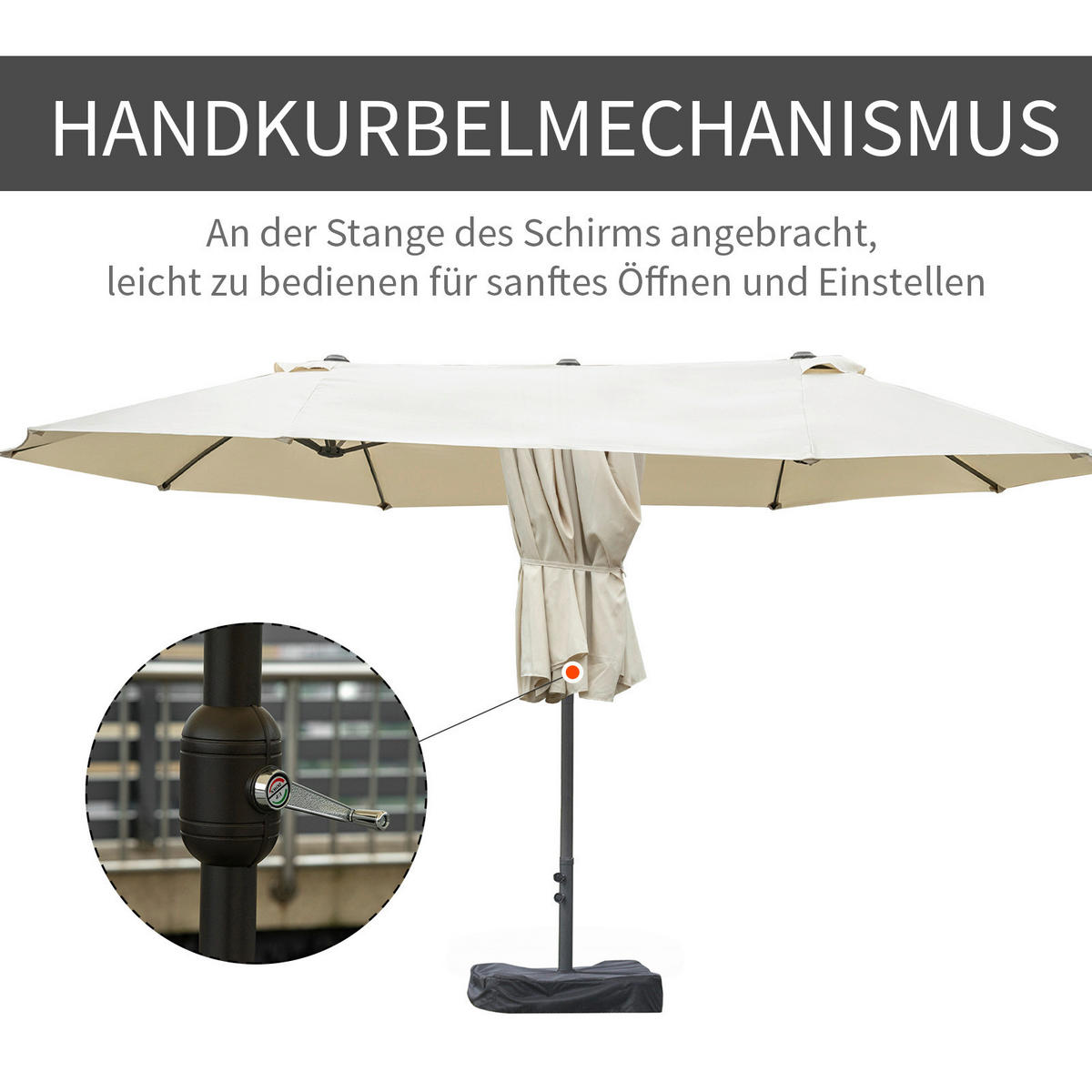 Outsunny Doppel-Sonnenschirm khaki Aluminium B/H/L: ca. 270x260x270 cm Doppel-Sonnenschirm - khaki (270,00/270,00/260,00cm) - Outsunny