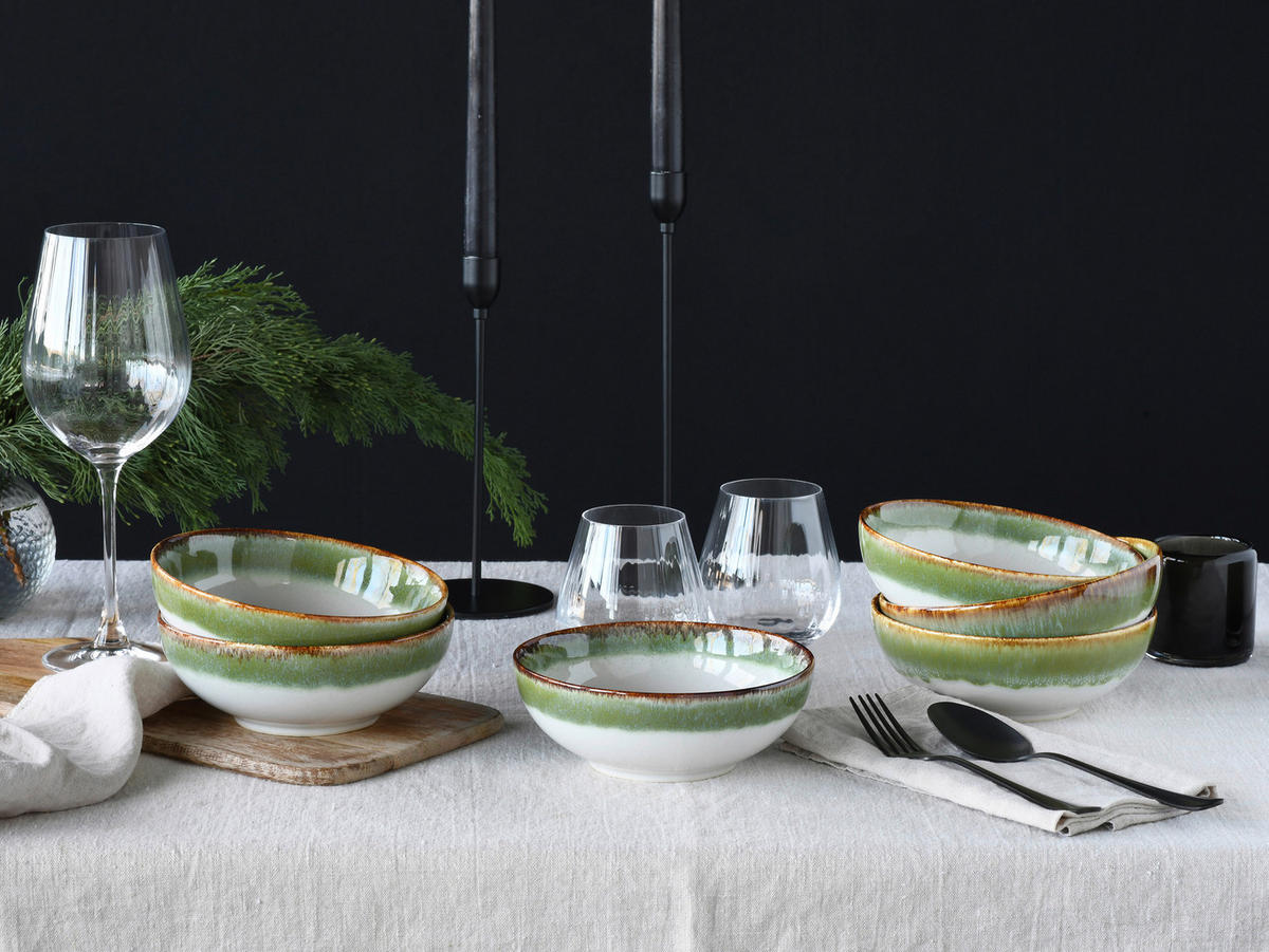 CreaTable Schüssel-Set Cascade grün Steinzeug Cascade - grün - CreaTable