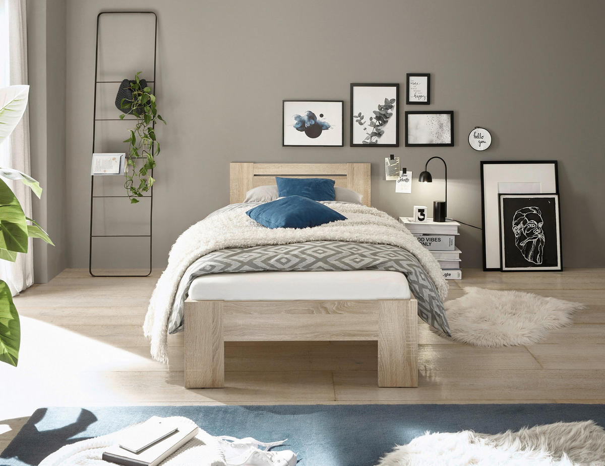 Futonbett Cannes Eiche Sonoma Nachbildung Liegefläche B/L: ca. 90x200 cm Cannes - Eiche (95,00/71,00/204,00cm)