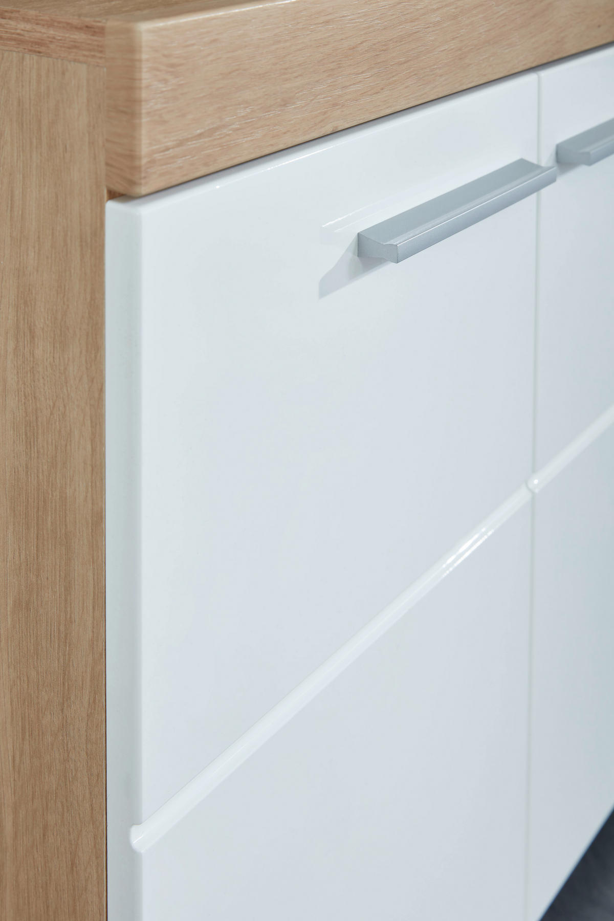 Waschbeckenunterschrank Amanda weiß Hochglanz Asteiche Nachbildung B/H/T: ca. 60x56x34 cm Amanda - weiß (60,00/56,00/34,00cm) - Trendteam