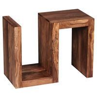 Beistelltisch natur Akazie Beistelltisch Cube S - natur - Wohnling