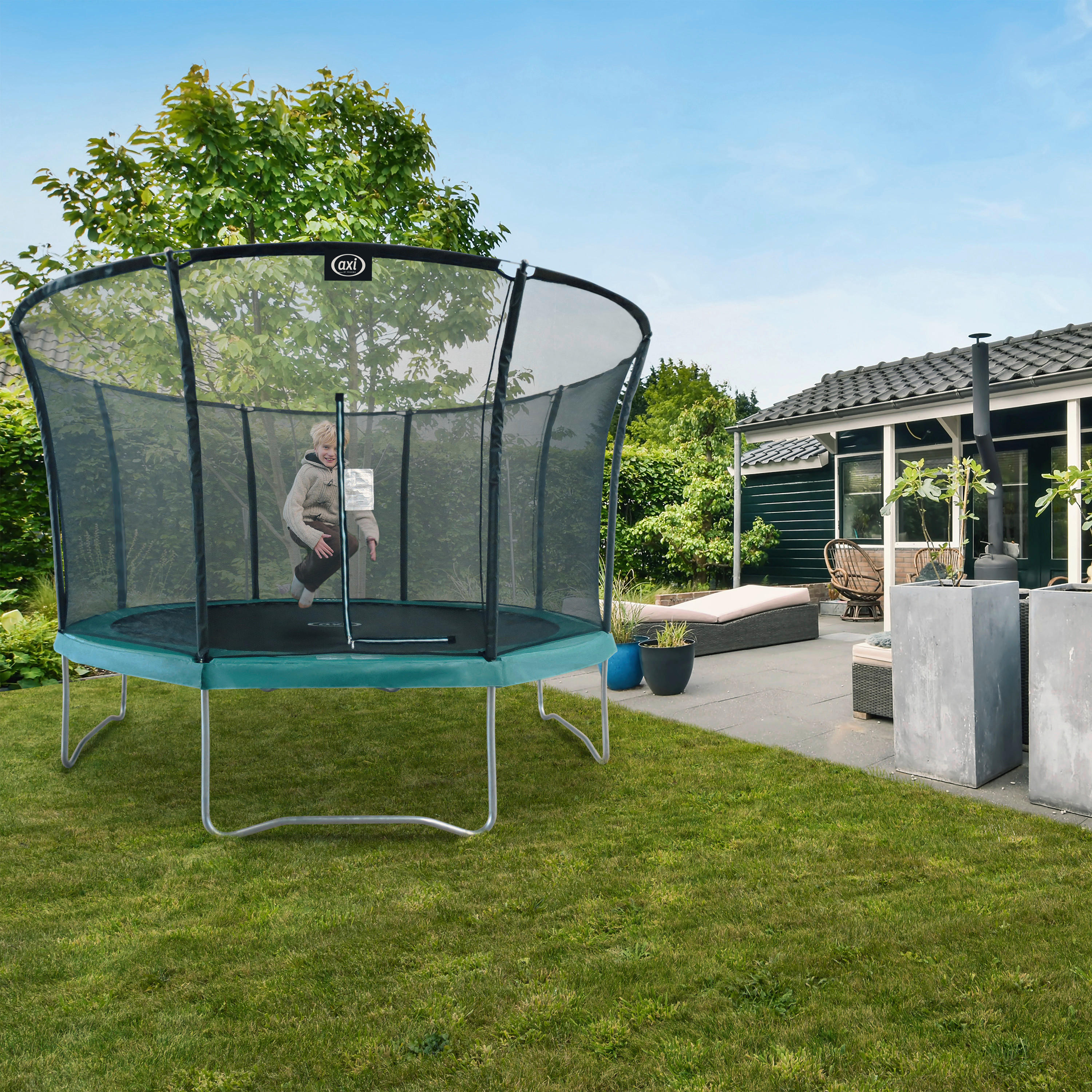 AXI Trampolin Denver schwarz B/H/T: ca. 405x269x405 cm Denver - schwarz/grün (405,00/269,00/405,00cm) - AXI