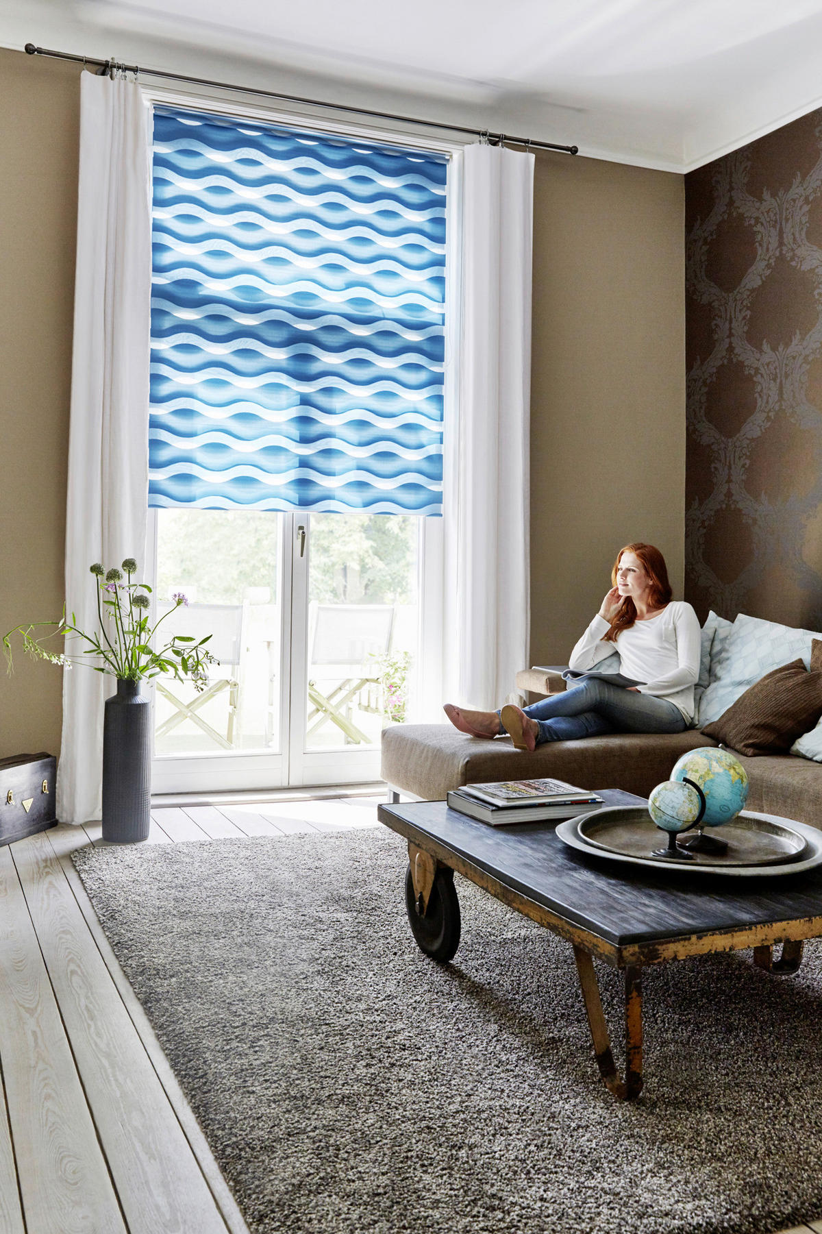 Doppelrollo Duo Welle petrol B/L: ca. 70x150 cm Duo Welle - petrol (70,00/150,00cm) - LICHTBLICK