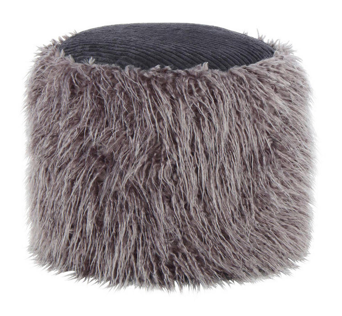 360 Living Hocker Bobtail 100 dunkelgrau schwarz Kord Kunstfell Styropor H/D: ca. 38x45 cm Bobtail 100 - schwarz/dunkelgrau (45,00/38,00cm) - 360 Living