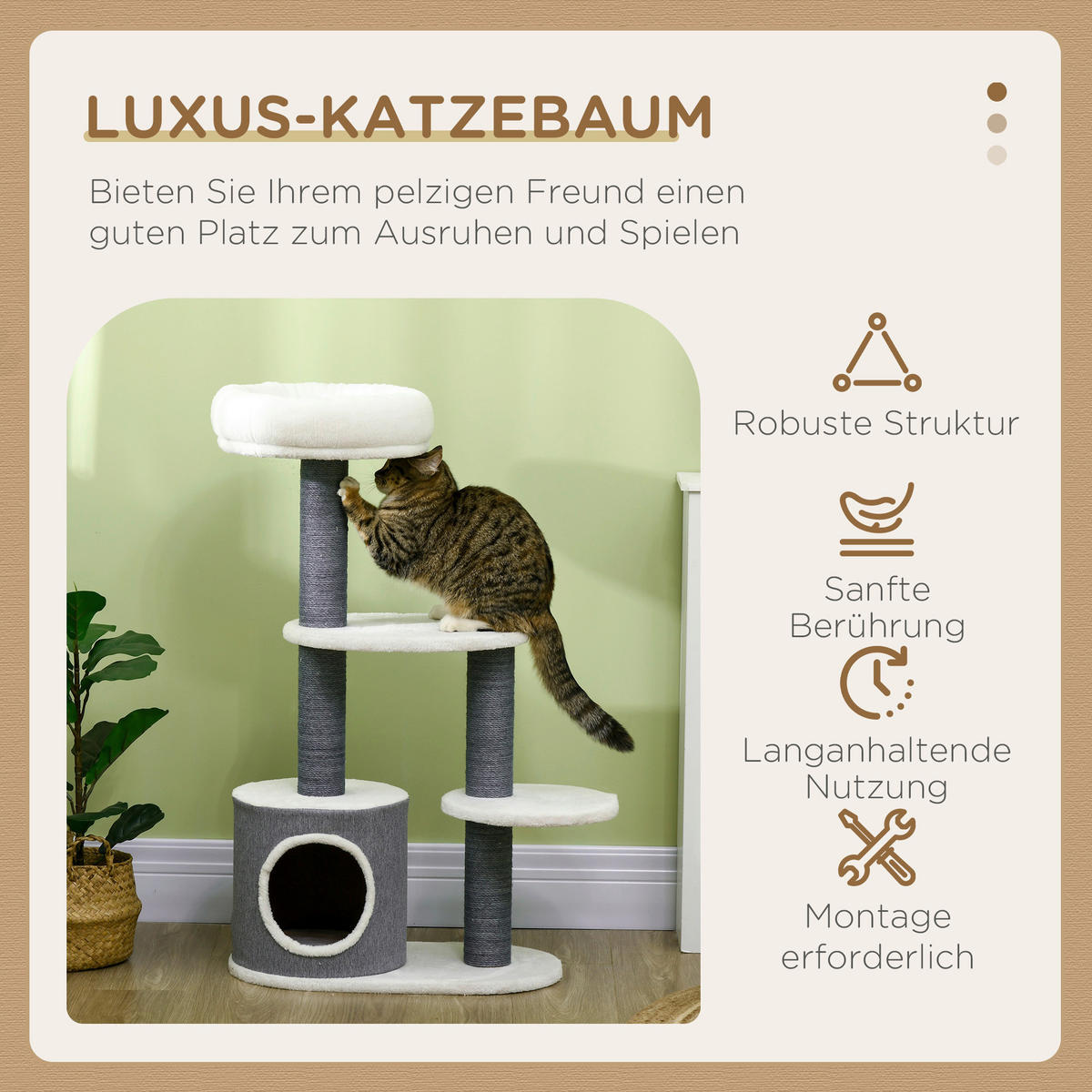 PawHut Kratzbaum grau Spanplatte B/H/L: ca. 30,5x98x55,5 cm Kratzbaum - grau (55,50/30,50/98,00cm) - PawHut