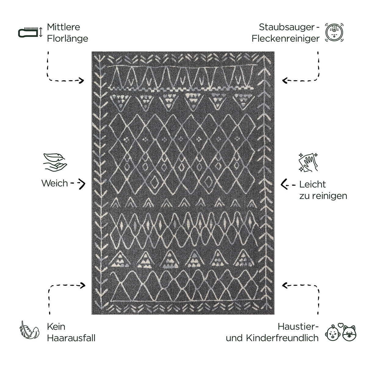 Sanat Teppich anthrazit B/L: ca. 340x240 cm Teppich_Boho_8200_240x340 - anthrazit (340,00/240,00cm) - Sanat