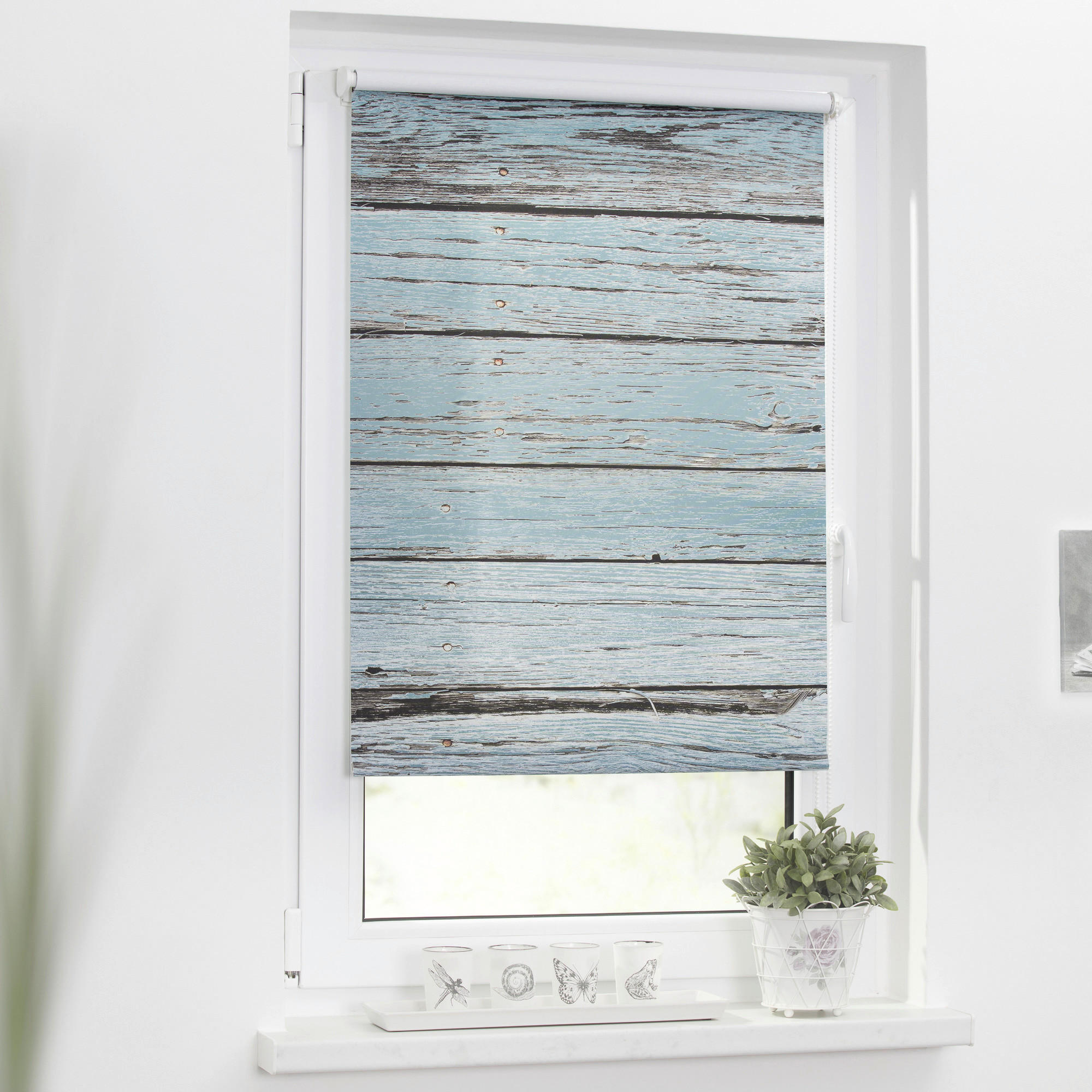 LICHTBLICK Verdunkelungsrollo Bretter Vintage petrol B/L: ca. 45x150 cm Bretter Vintage - petrol (45,00/150,00cm) - LICHTBLICK