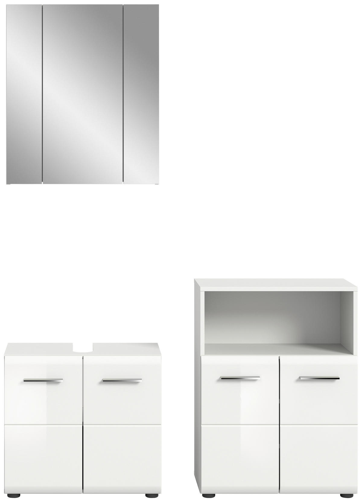 Badezimmer-Set ICE weiß weiß Hochglanz B/H/T: ca. 135x190x32 cm ICE - weiß (135,00/190,00/32,00cm) - xonox.home