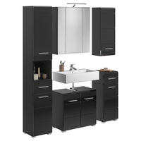 Badezimmer-Set LINUS schwarz schwarz Hochglanz B/H/T: ca. 150x182x34 cm LINUS - schwarz (150,00/182,00/34,00cm) - xonox.home