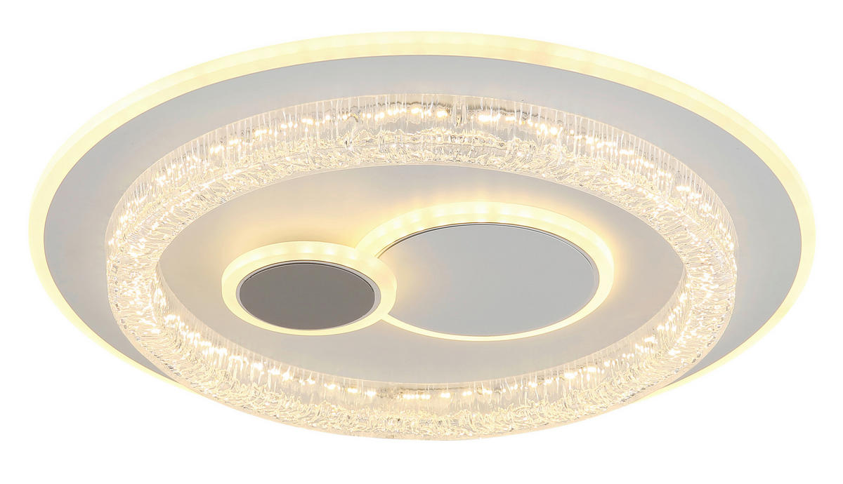GLOBO LED-Deckenleuchte Opal weiß klar Acryl Metall H/D: ca. 6x49,5 cm 1 Brennstellen KRISWALL - klar/weiß (49,50/6,00cm) - GLOBO