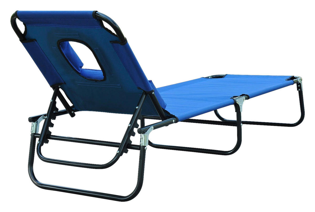 Outsunny Sonnenliege blau Stahl B/H/L: ca. 56x28x190 cm Sonnenliege - blau/schwarz (190,00/56,00/28,00cm) - Outsunny