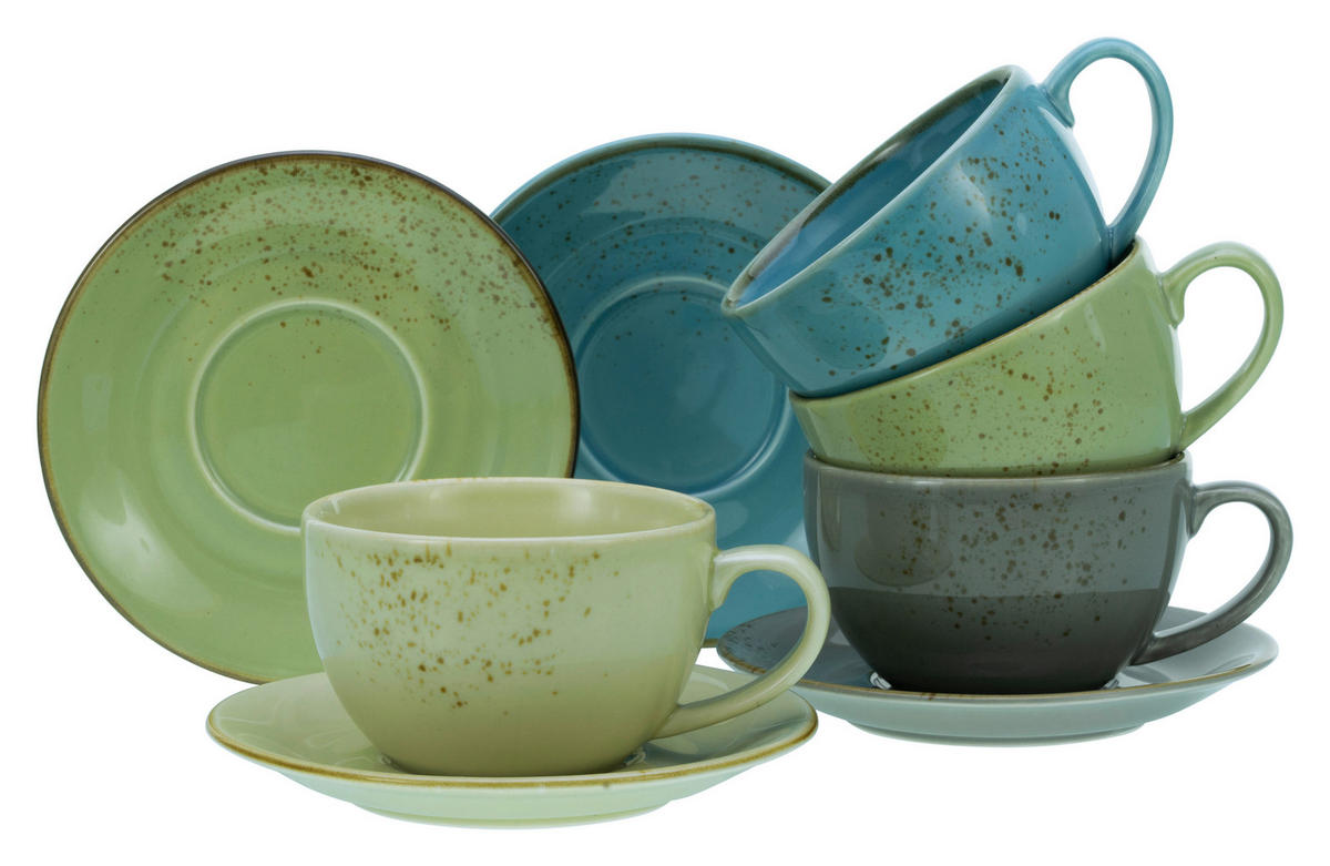 CreaTable Cappuccino-Set NATURE COLLECTION multicolor Steinzeug NATURE COLLECTION - multicolor - CreaTable