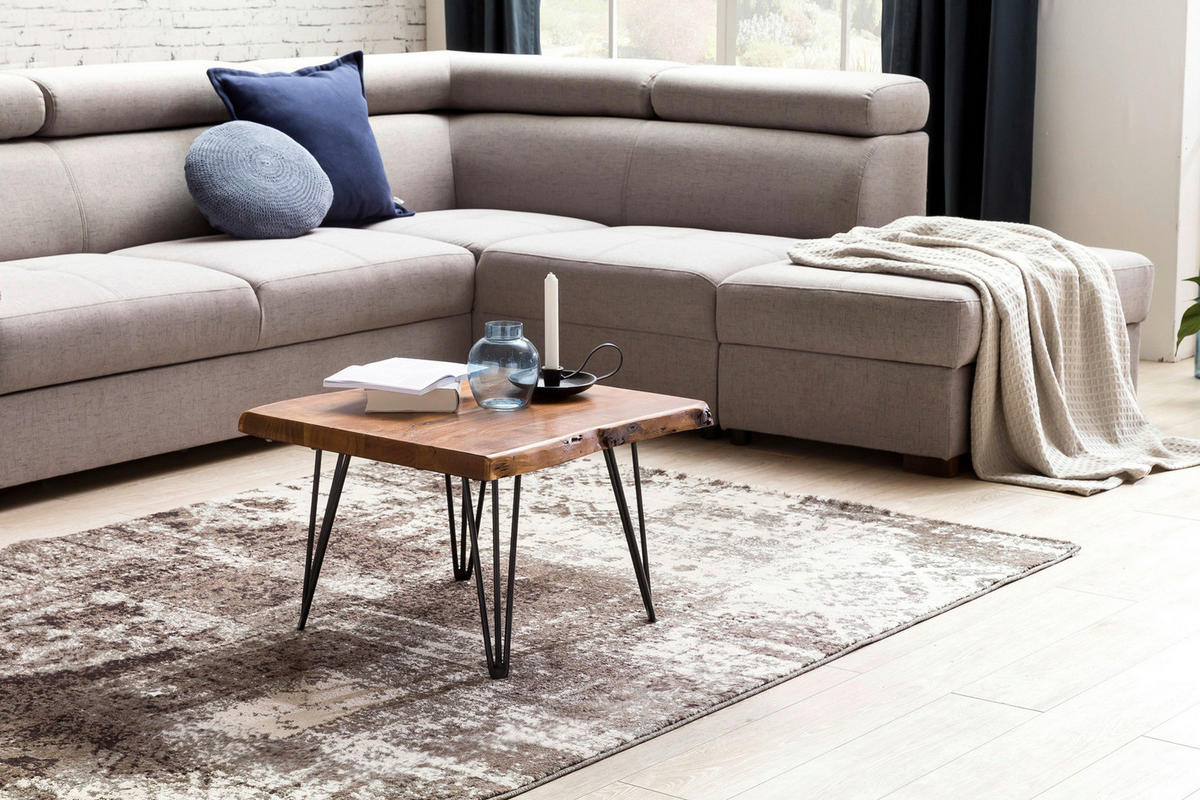 Couchtisch natur schwarz lackiert B/H/T: ca. 56x38x51 cm Couchtisch - natur/schwarz (56,00/38,00/51,00cm) - Wohnling